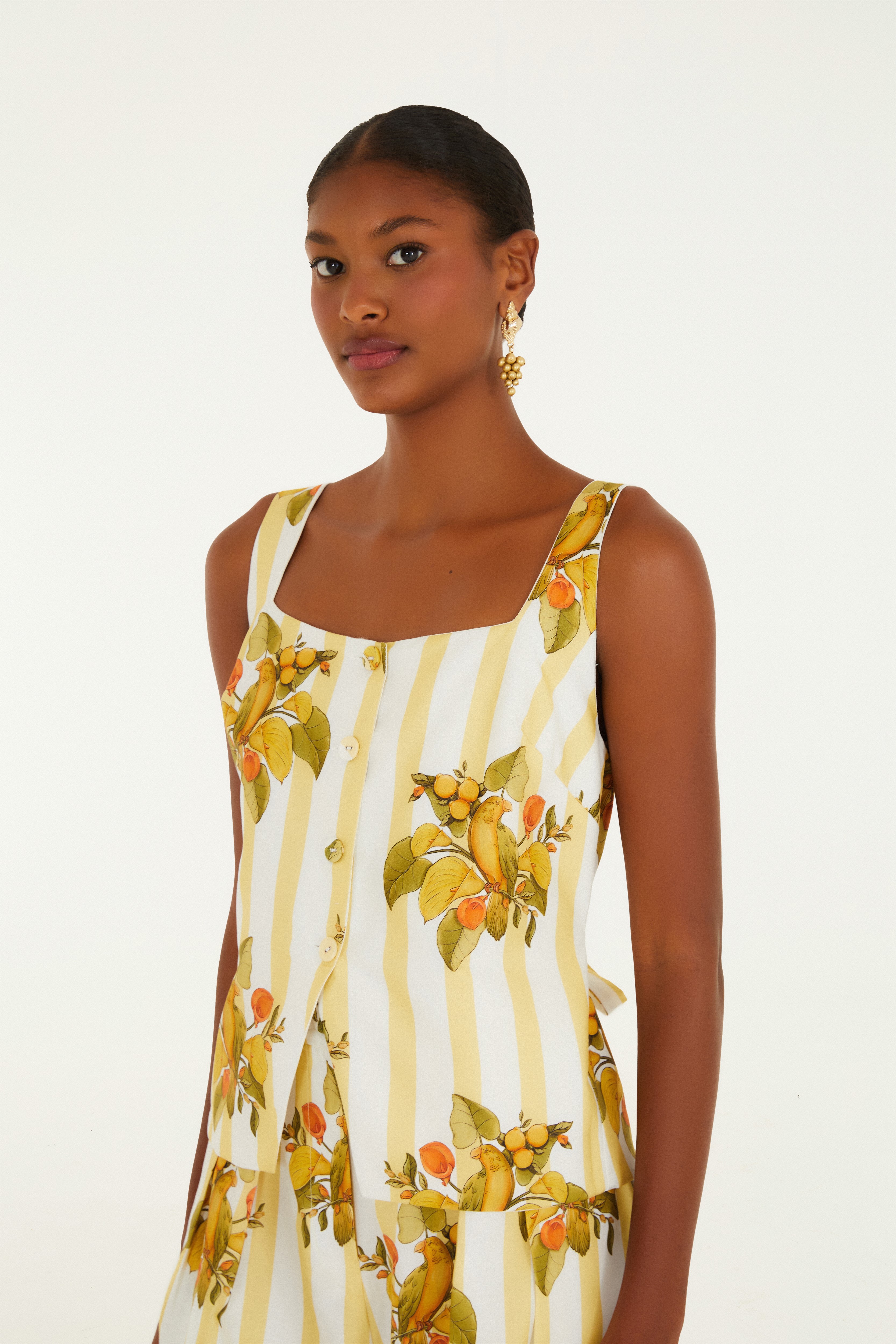 Colete Estampado Pássaro Chic