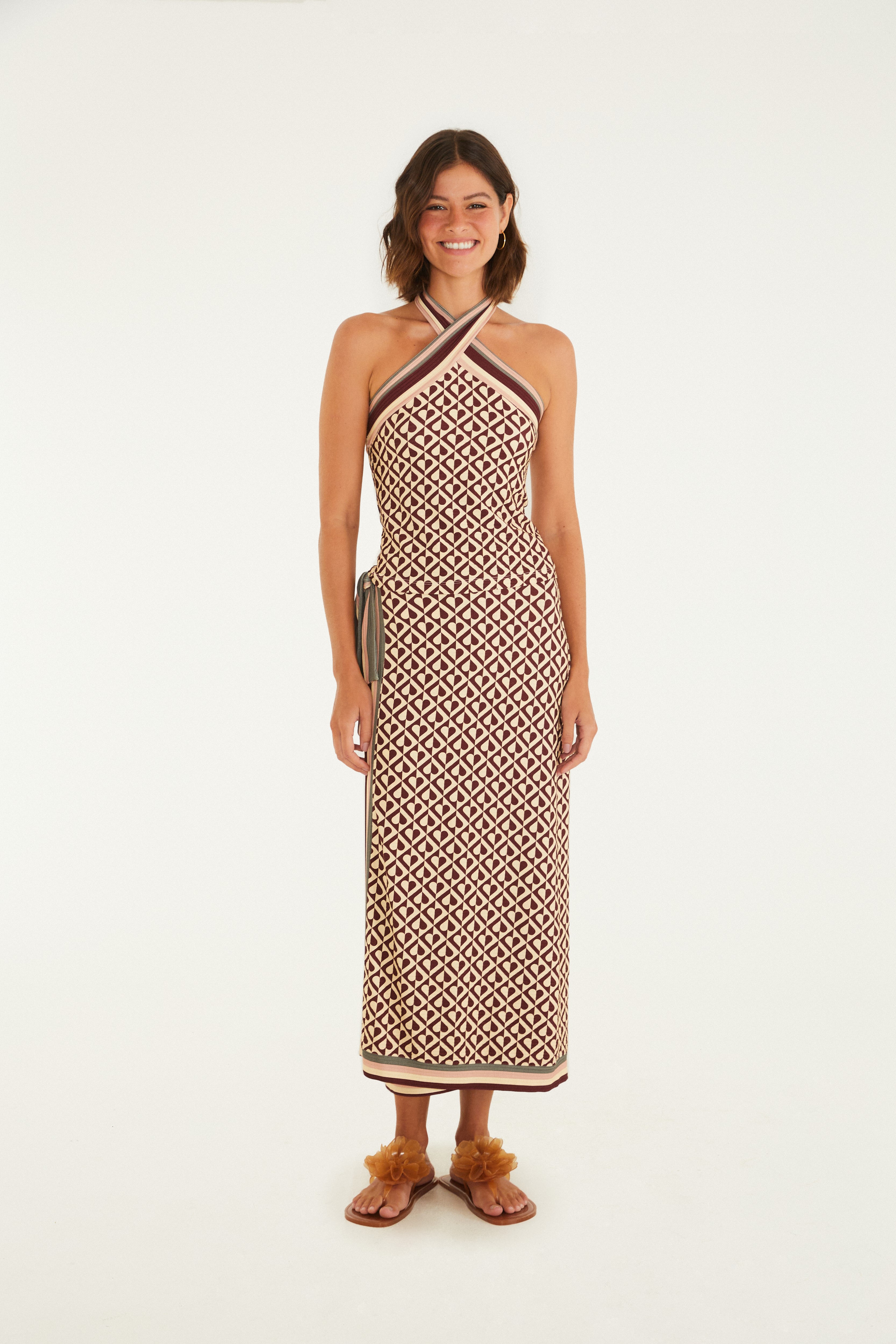 Saia Midi Estampada Amore