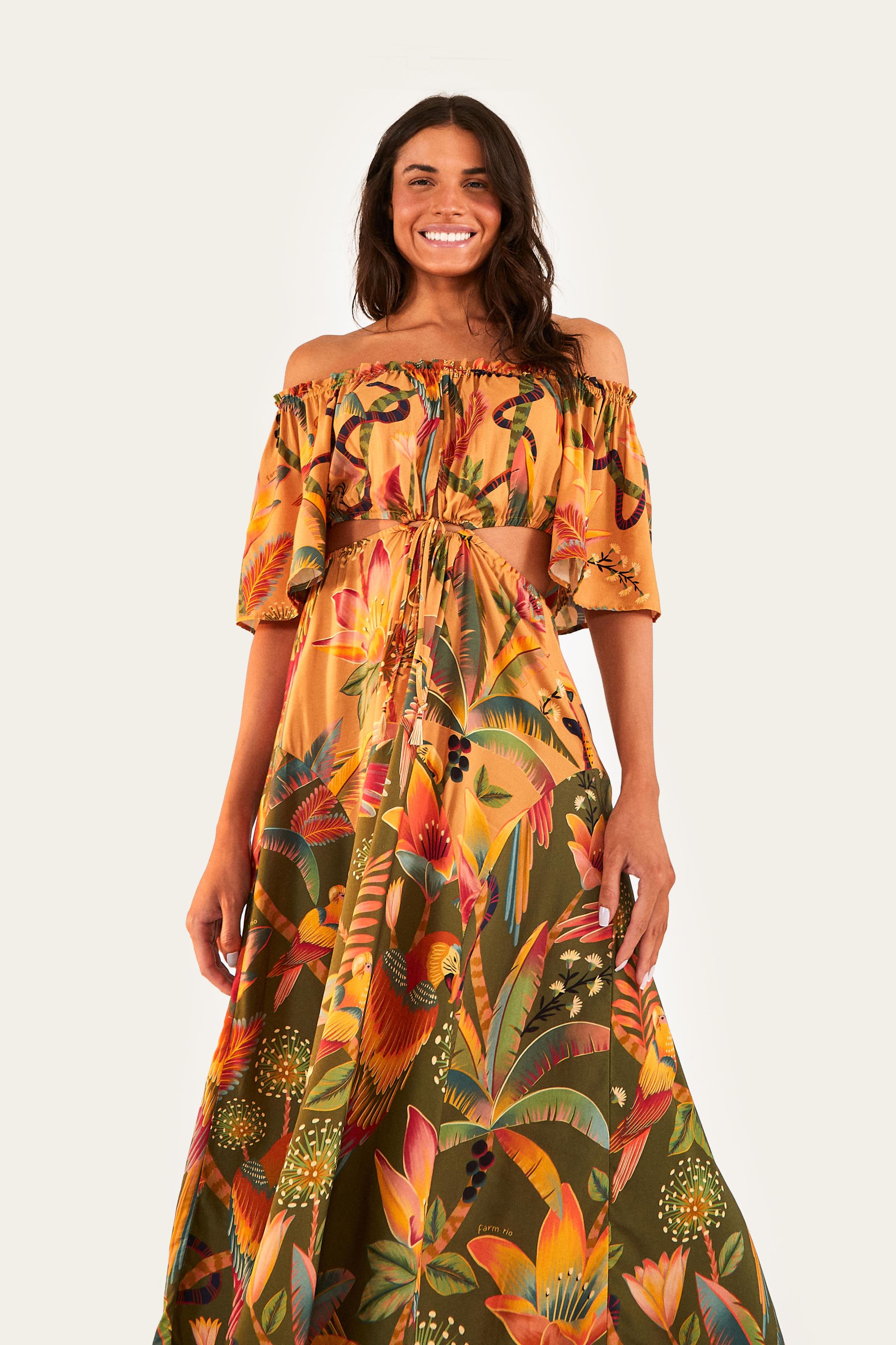 Vestido Cropped Estampado Festa No Cerrado