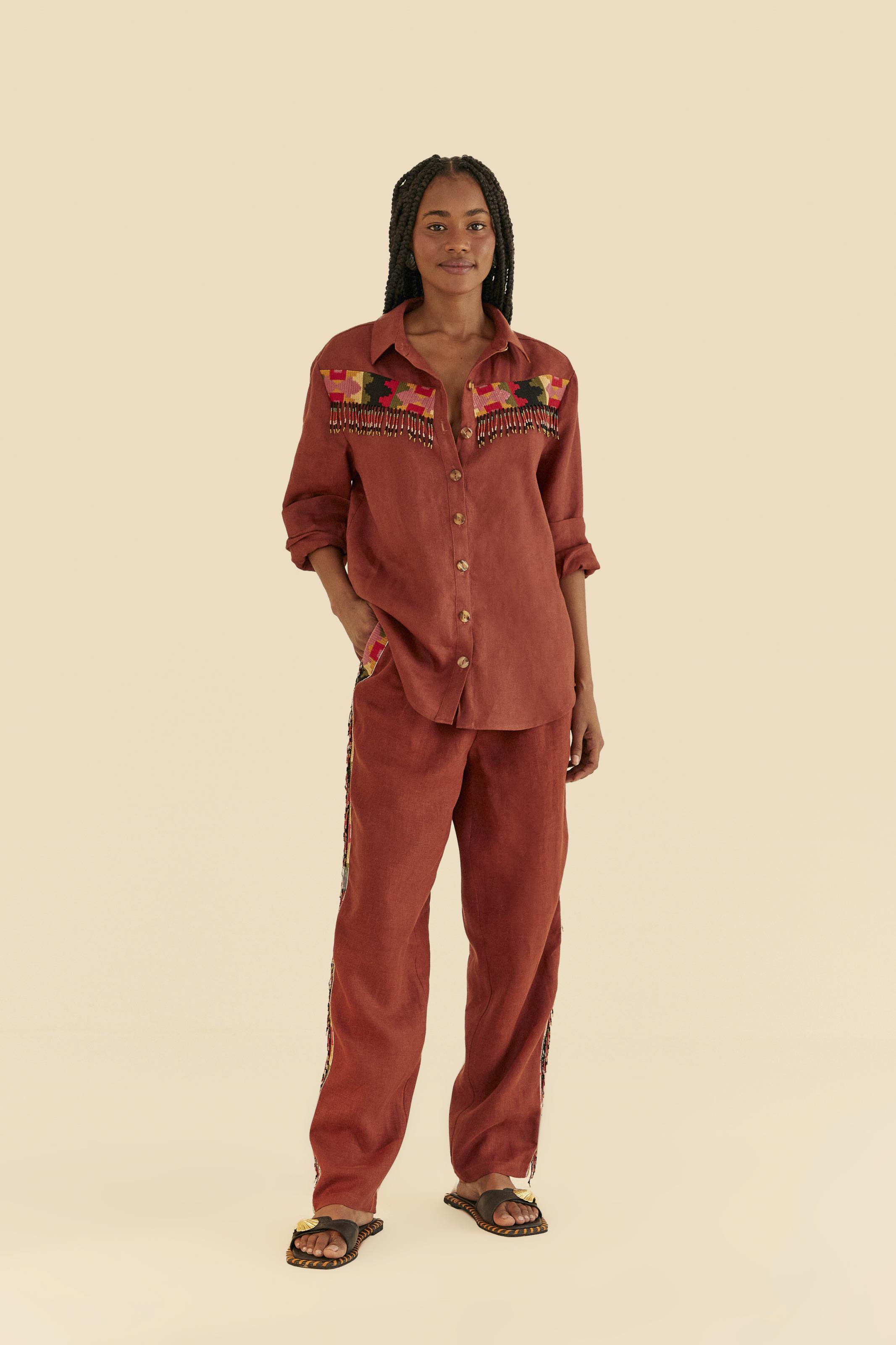 Calça Alfaiataria Bordada