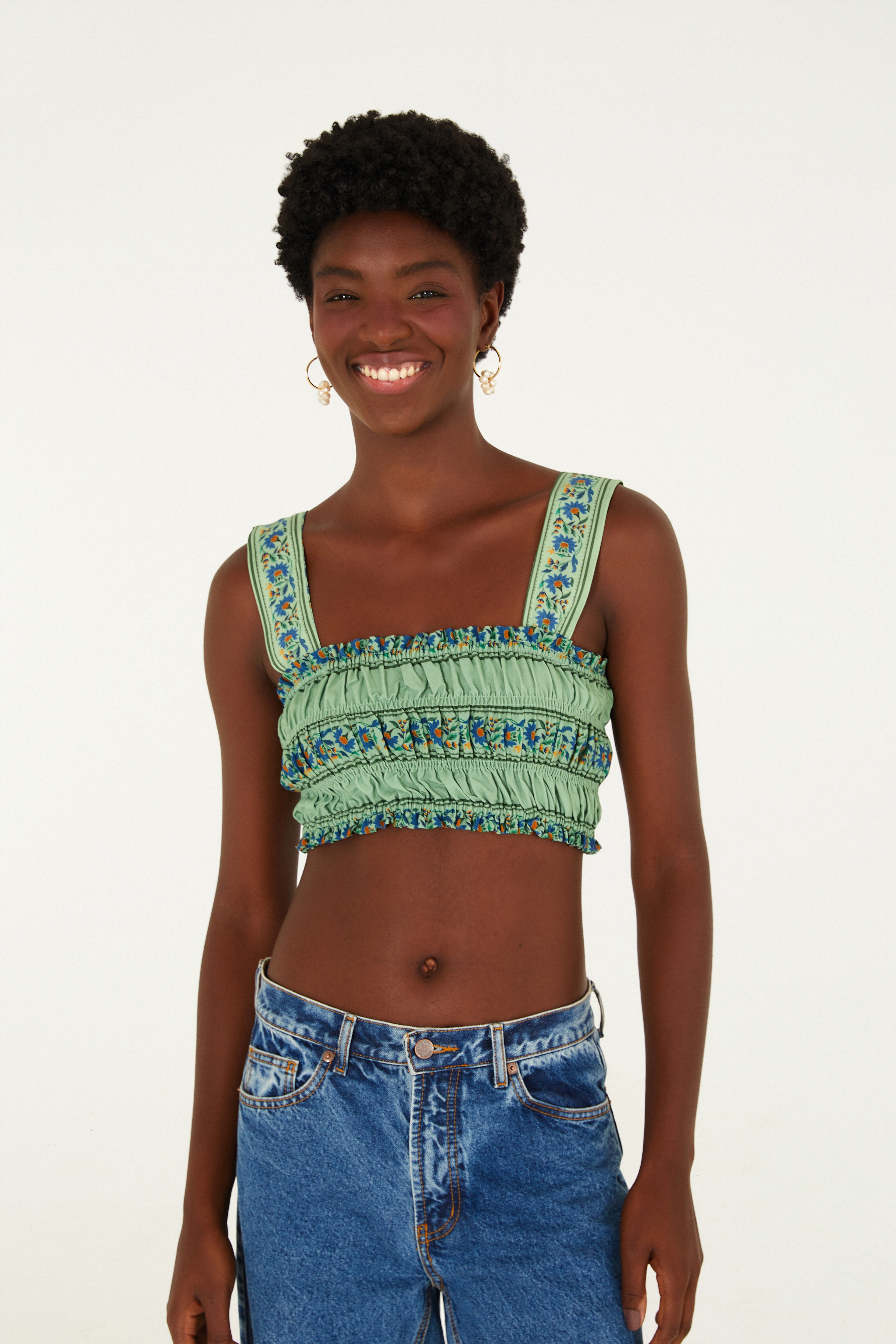 Top Estampado Azulejo Florido