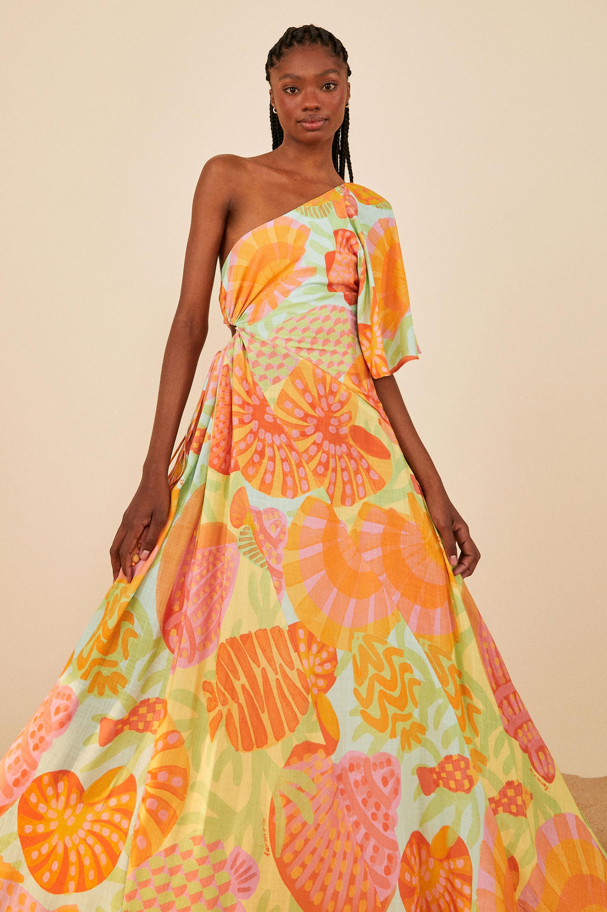 Vestido Patch Cropped Estampado Praia De Concha