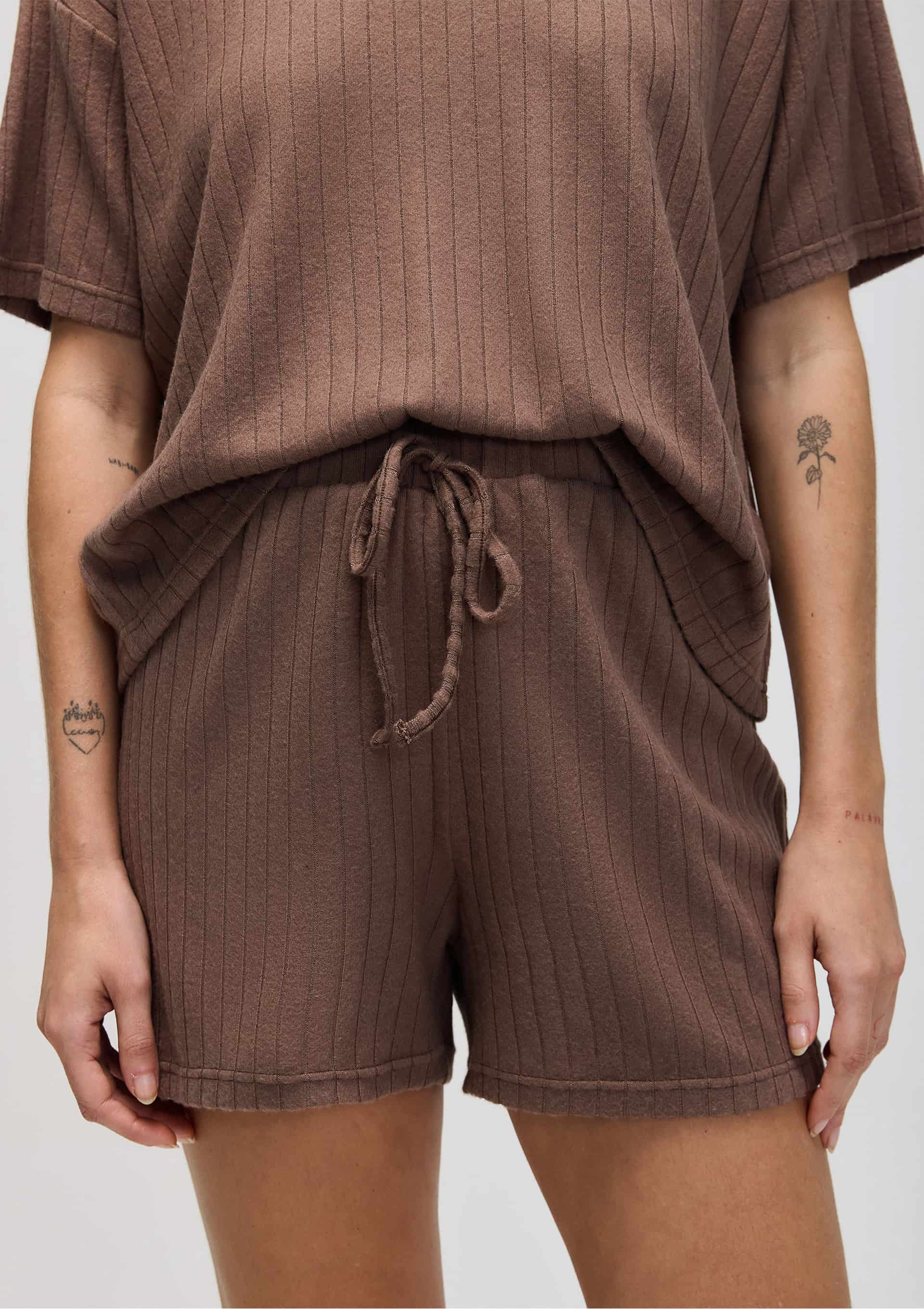 Shorts Feminino Com Cordão - Marrom