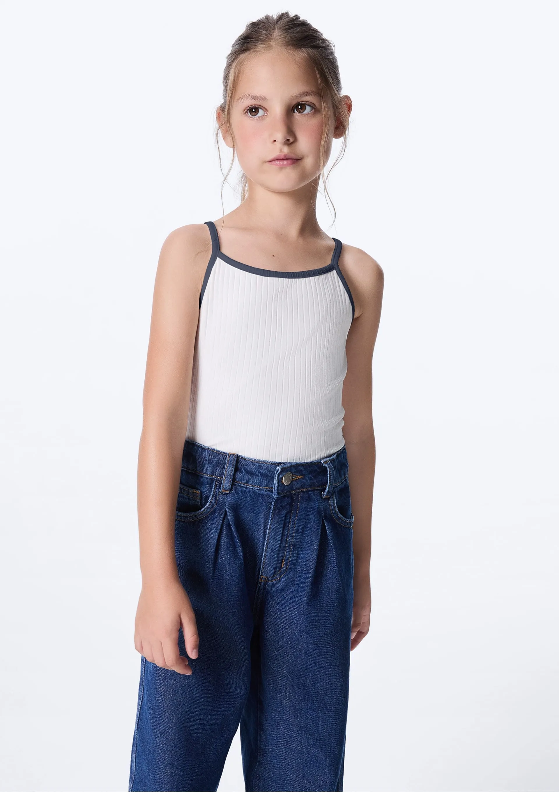 Regata Infantil Menina Em Ribana Canelada - Off white