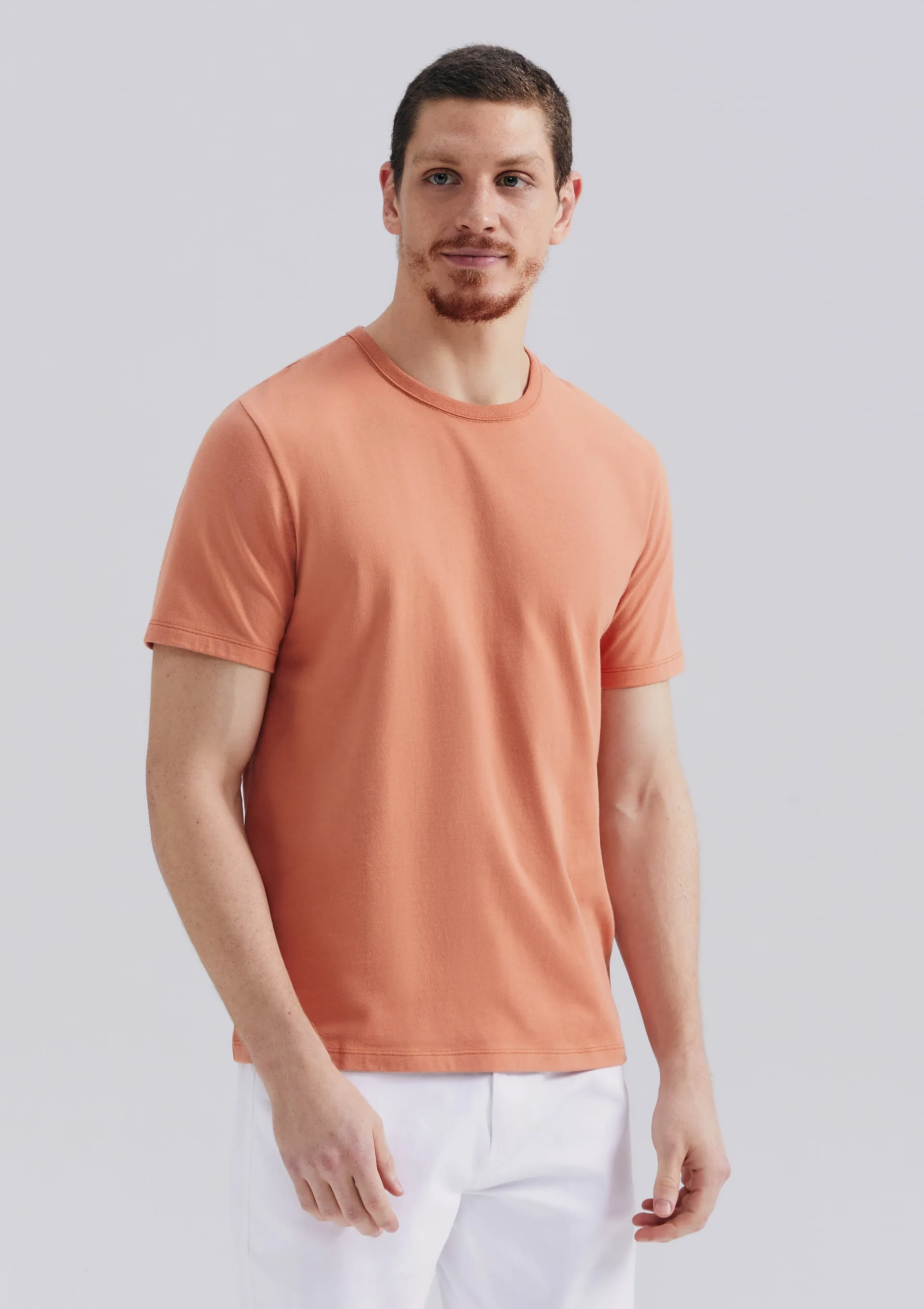 Camiseta Básica Masculina Manga Curta Slim - Marrom