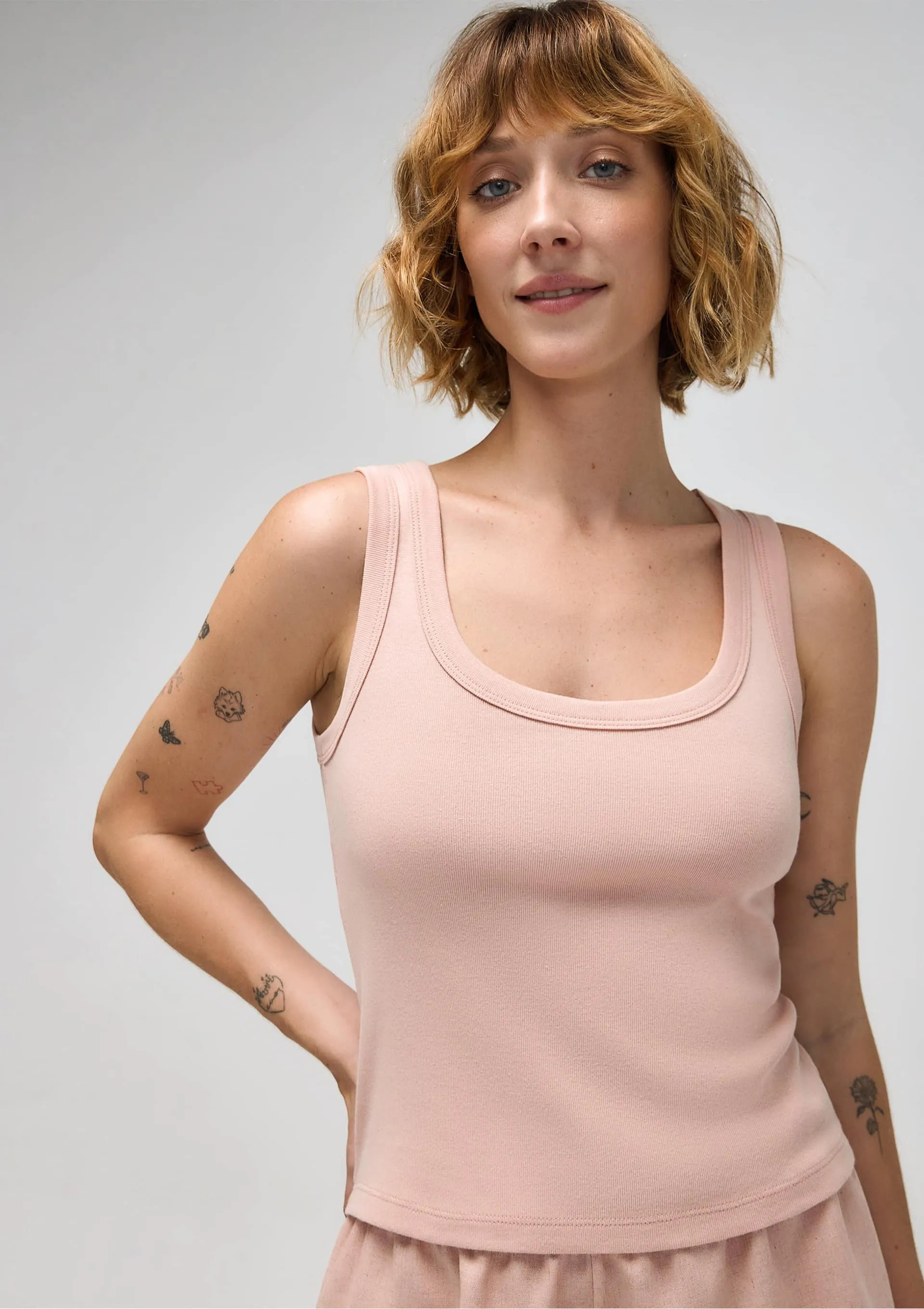 Regata Avulsa Em Ribana Com Linho - Rosa