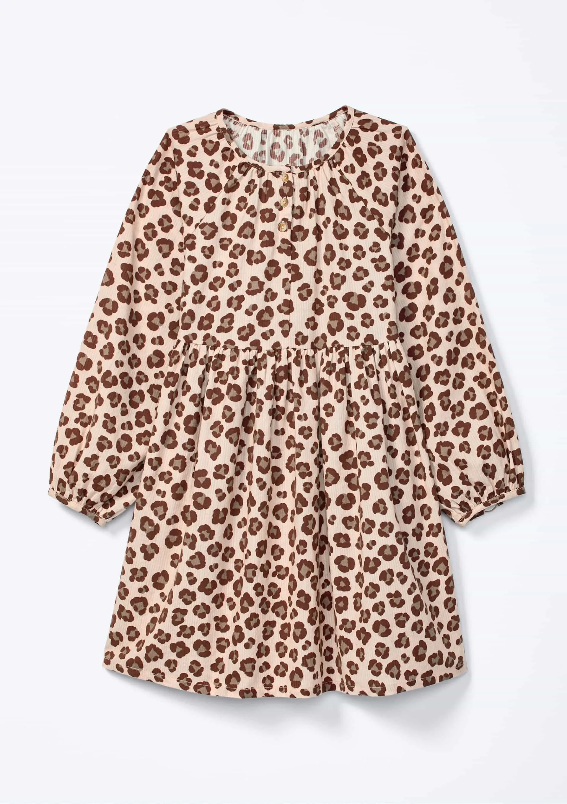 Vestido Infantil Texturizado Estampado - Nude