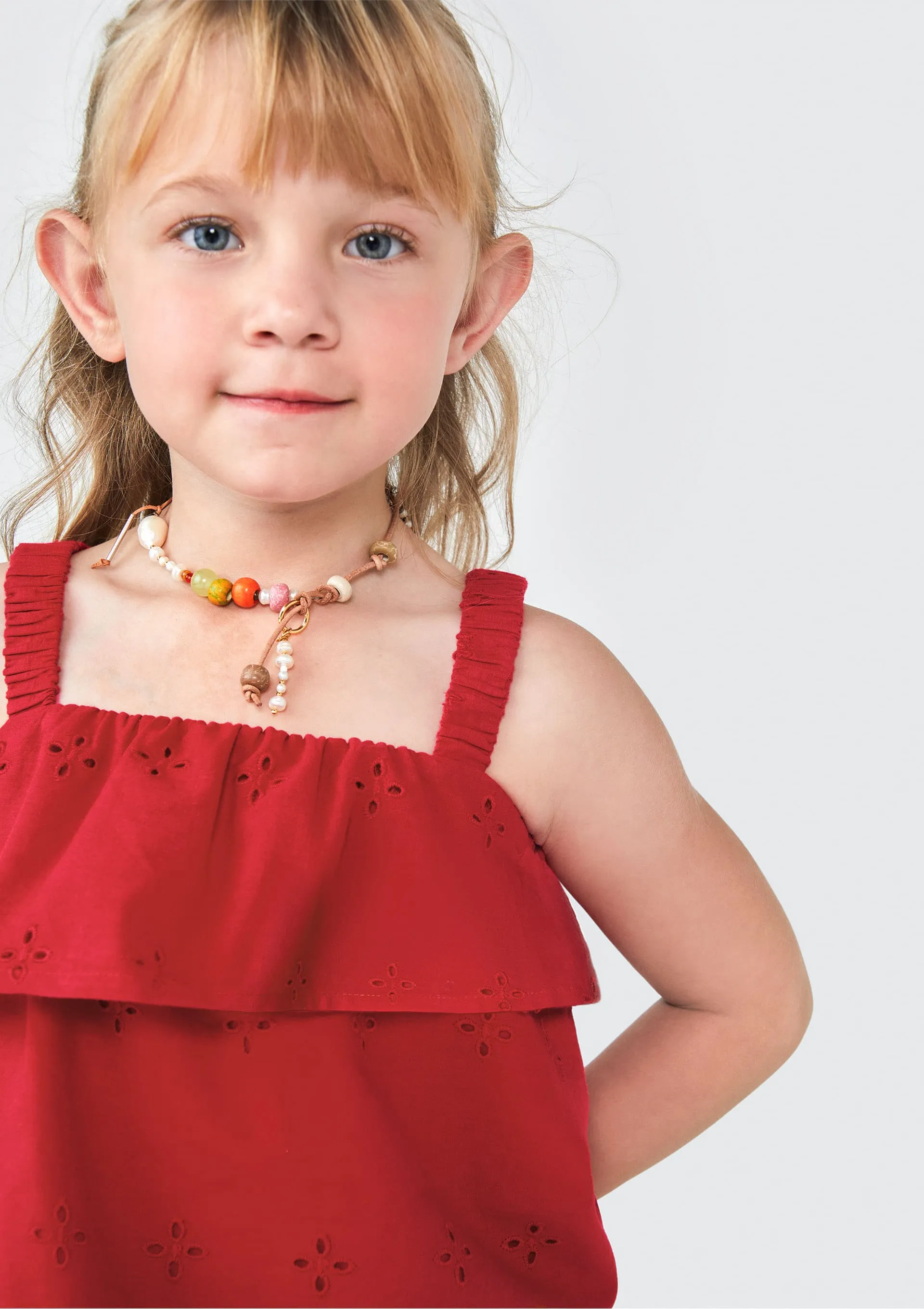 Blusa Bata Infantil Menina Toddler Com Babado - Vermelho