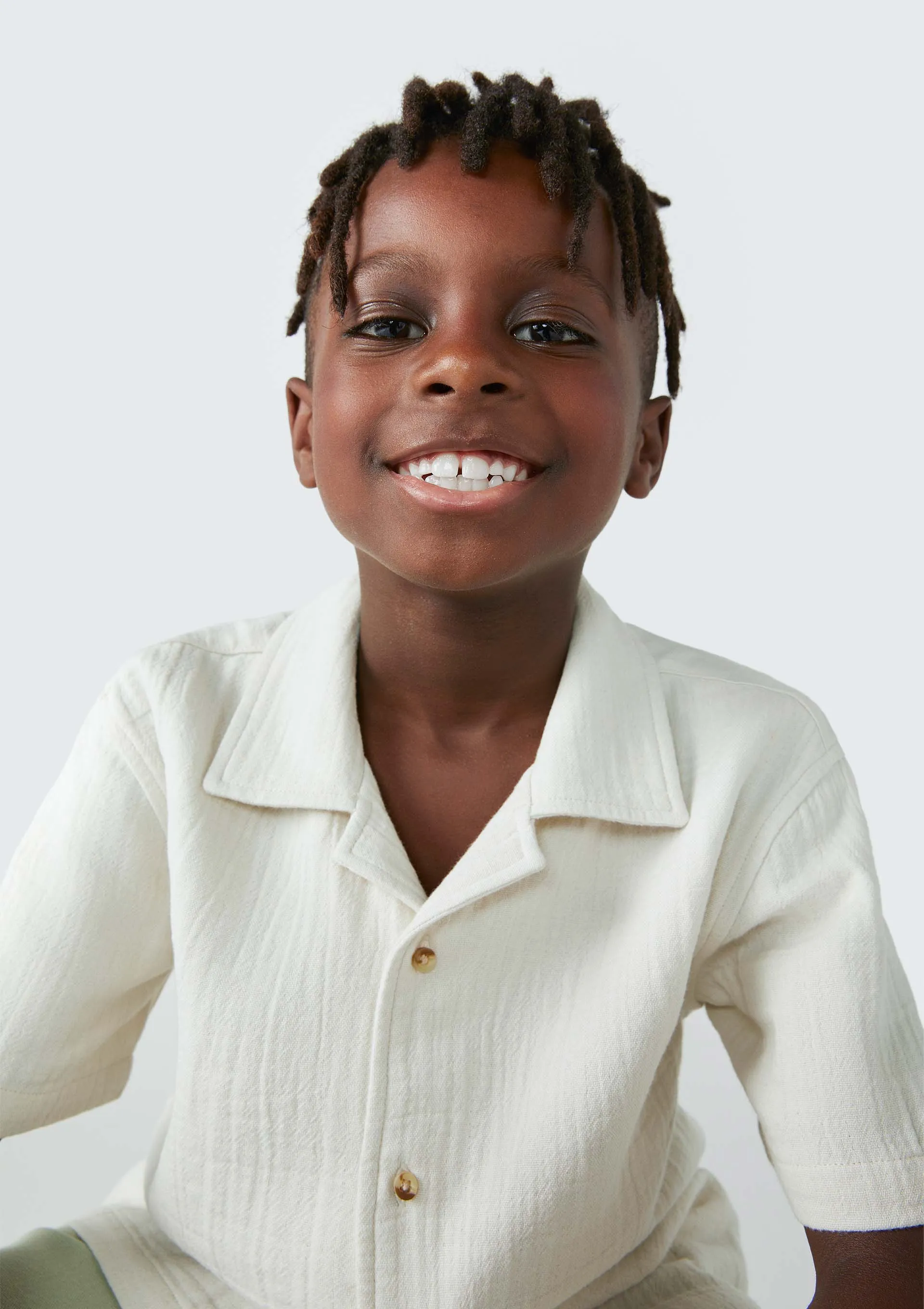 Camisa Infantil Menino Manga Curta Texturizada - Bege