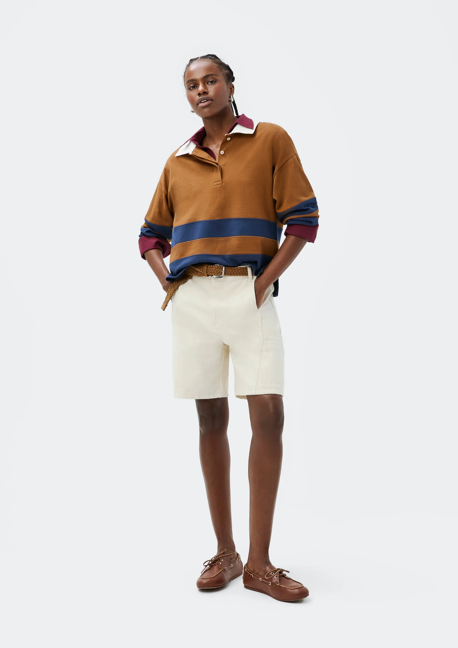 Bermuda Feminina Reta De Sarja - Off white