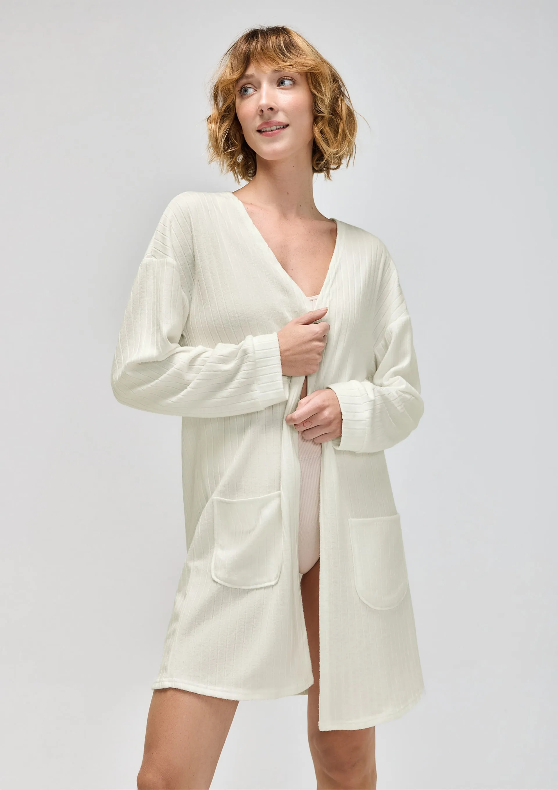Robe Manga Longa Em Tricô - Off white