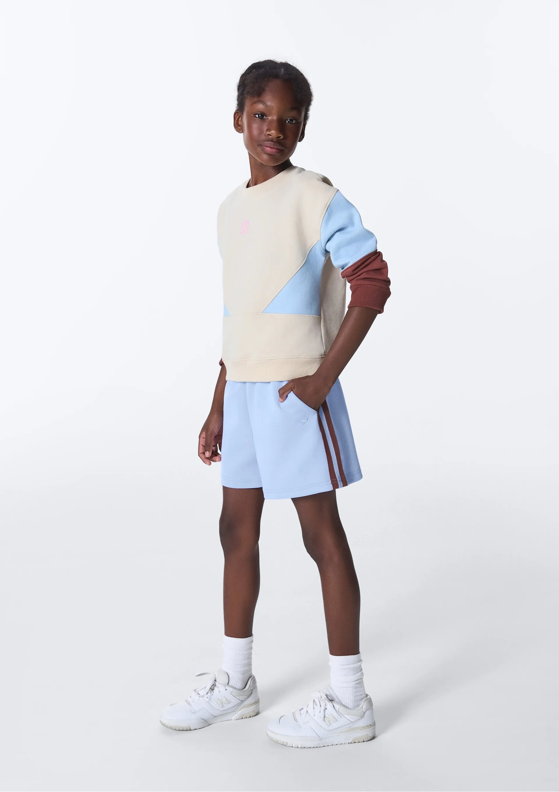 Shorts Infantil Menina Reto Faixas Laterais - Azul