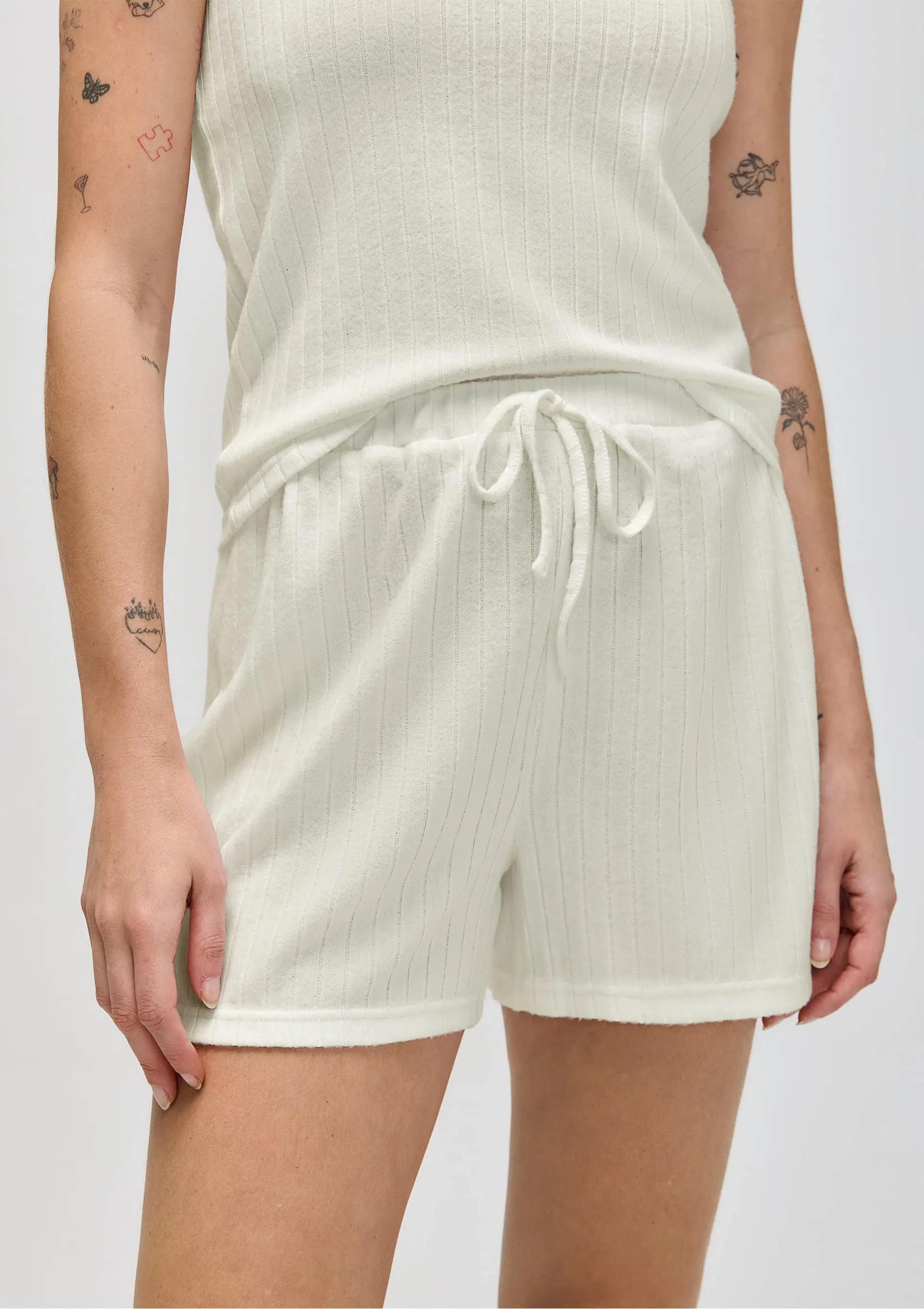 Shorts Feminino Com Cordão - Off white