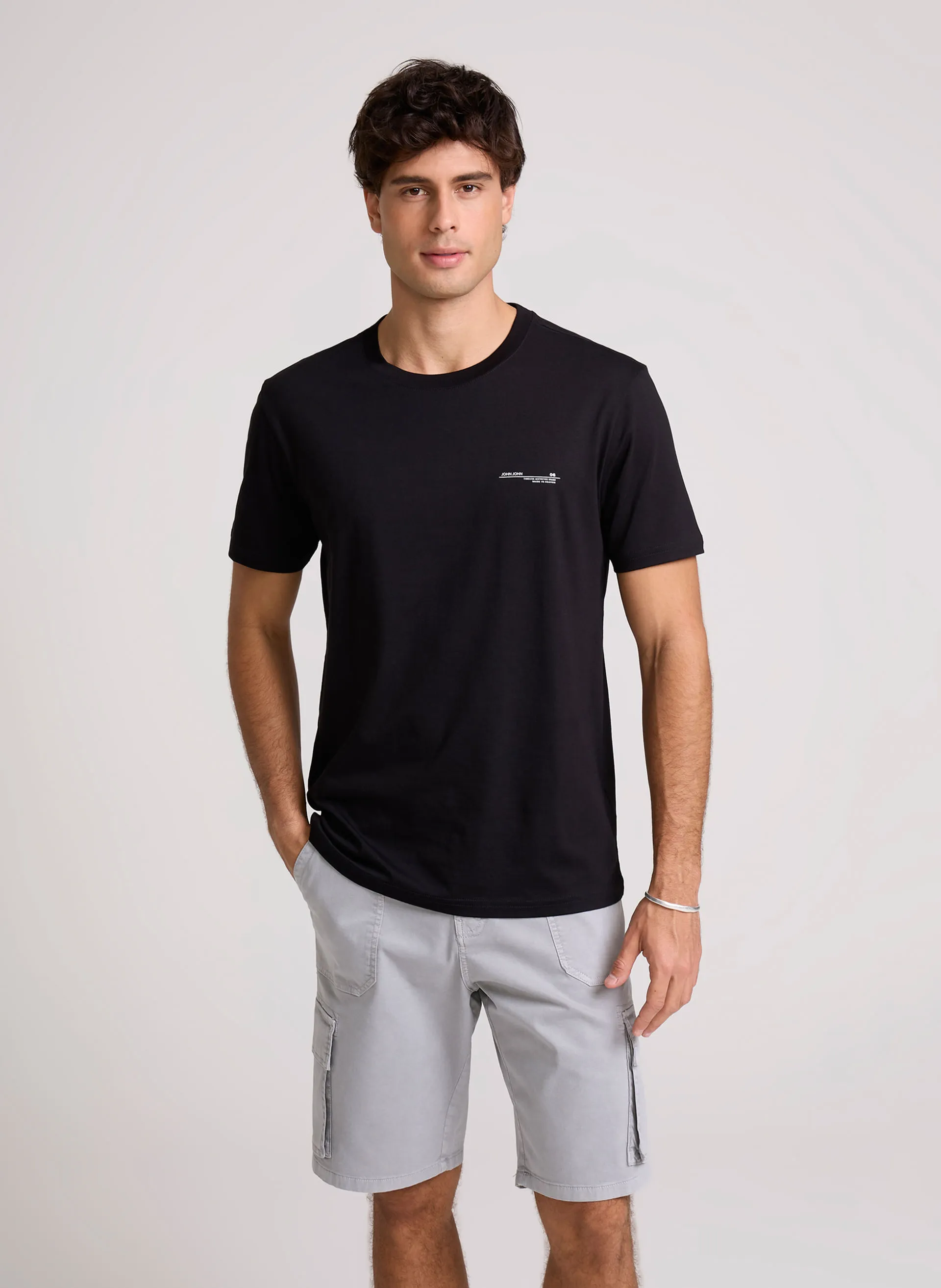 Camiseta Regular Fit Timeless Brand Black John John Masculina