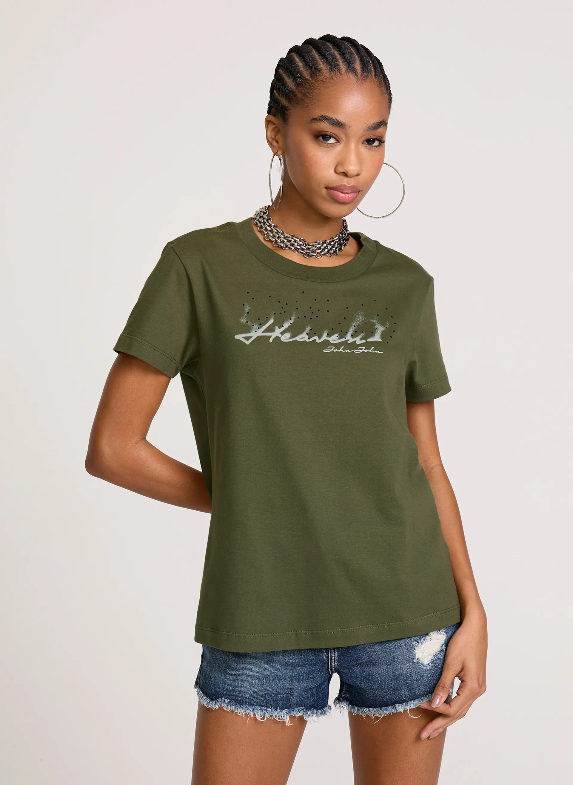 Camiseta Justa Heaven Dust Verde John John Feminina