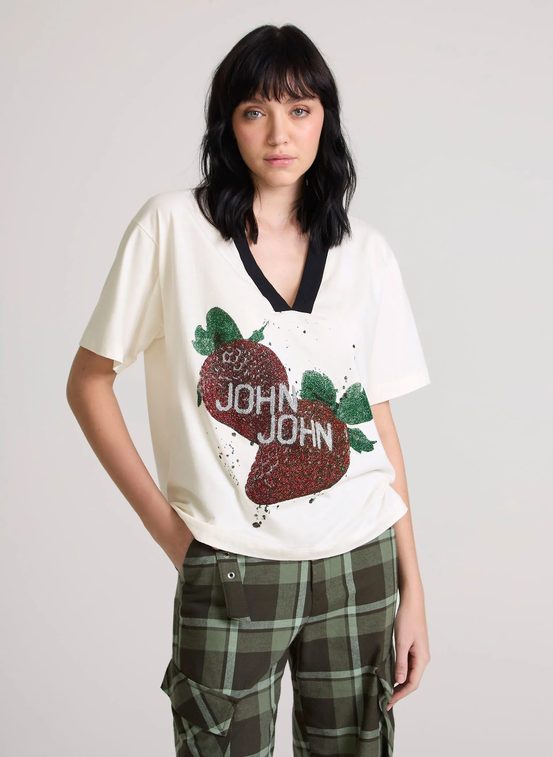 Camiseta Reta Strawberry Love John John Feminina
