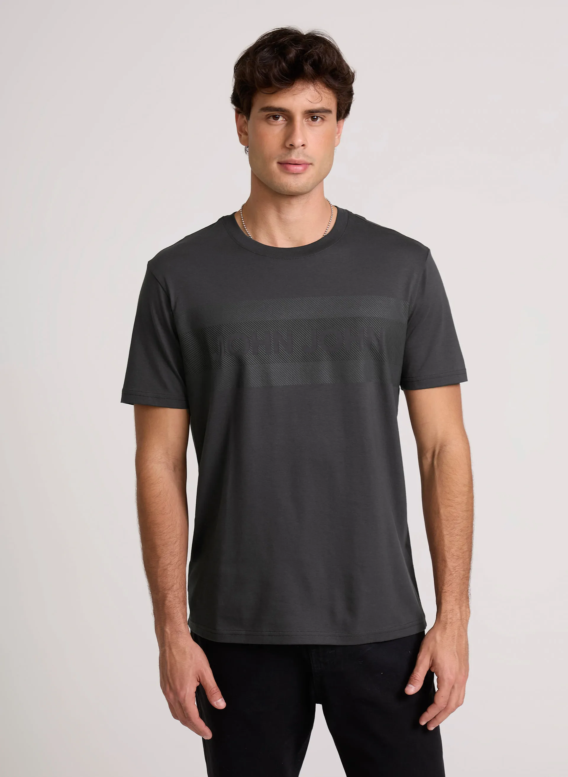 Camiseta Regular Fit Big John Line Cinza John John Masculina
