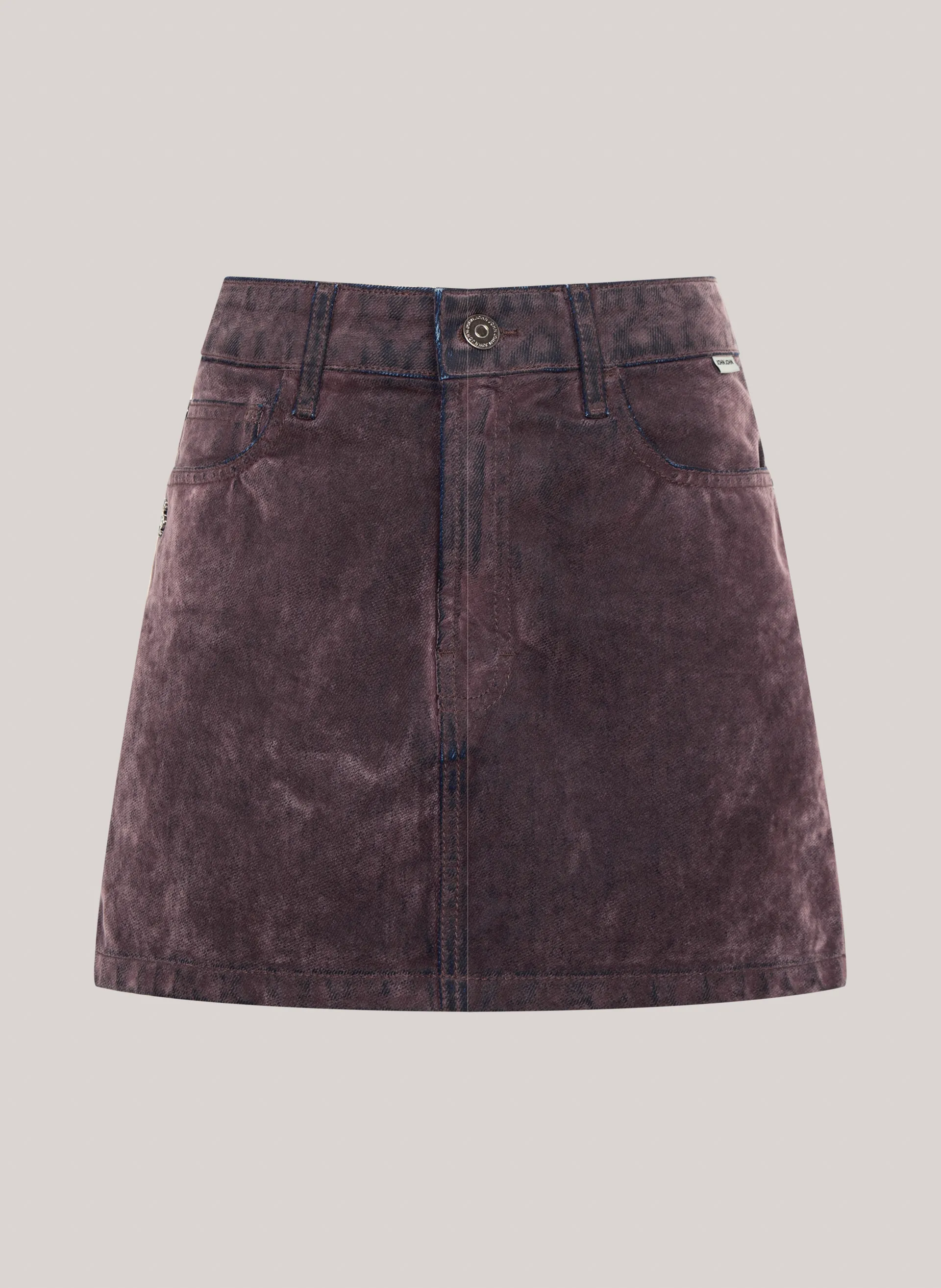 Saia Jeans Reta Mini Velvet Washed John John Feminina