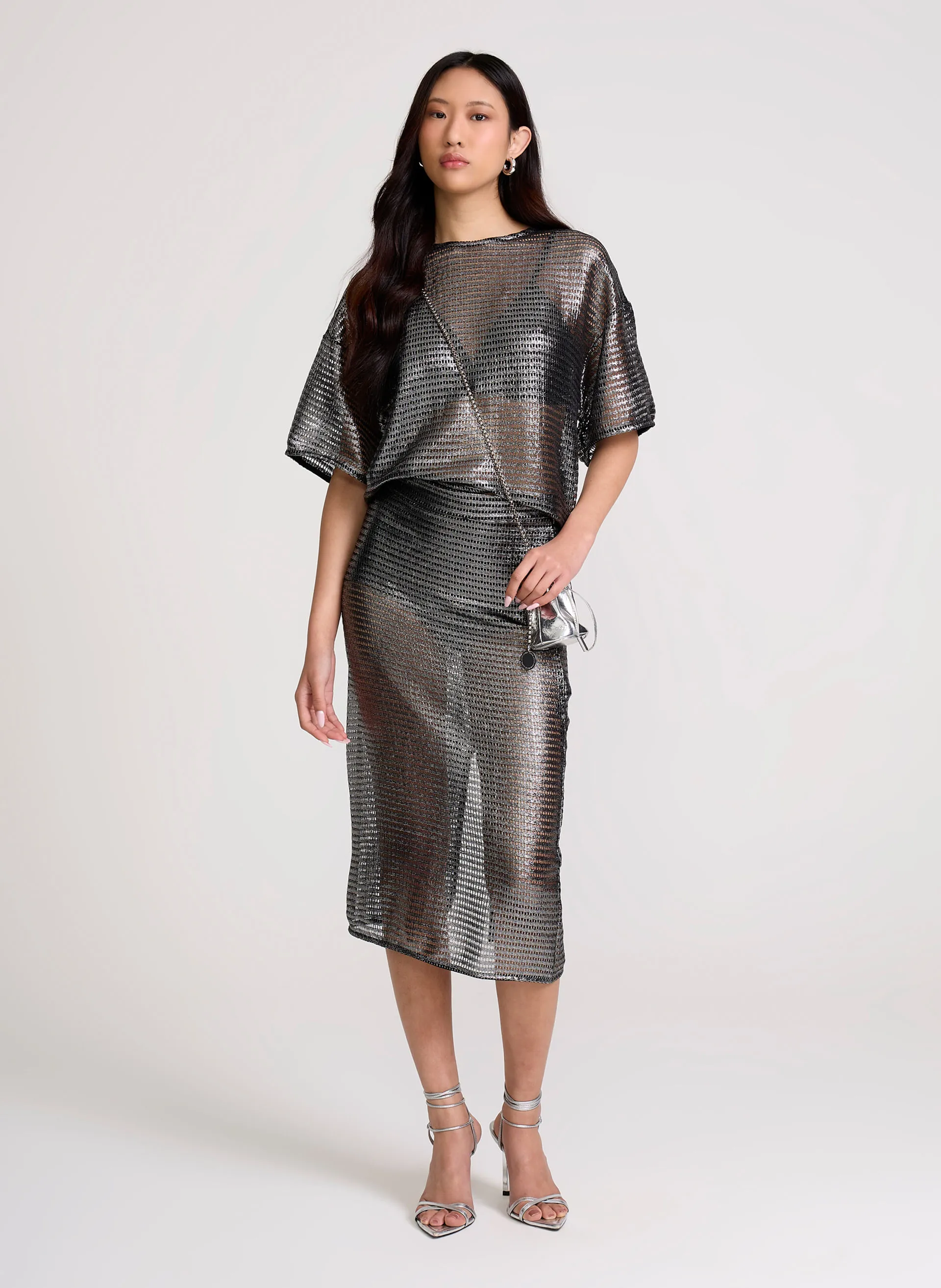 Saia Reta Silver Shine John John Feminina