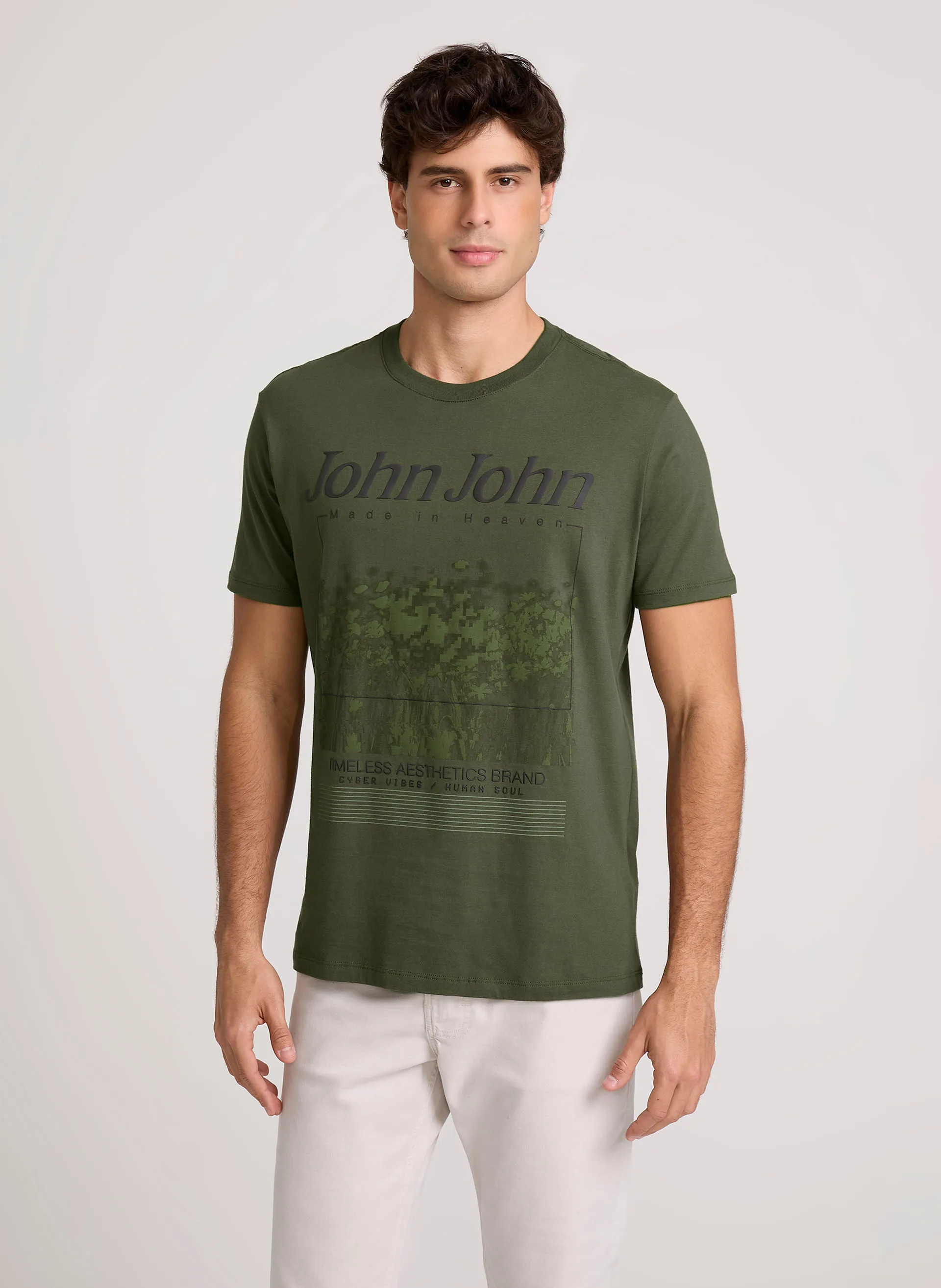 Camiseta Regular Fit Cyber Flower John John Masculina