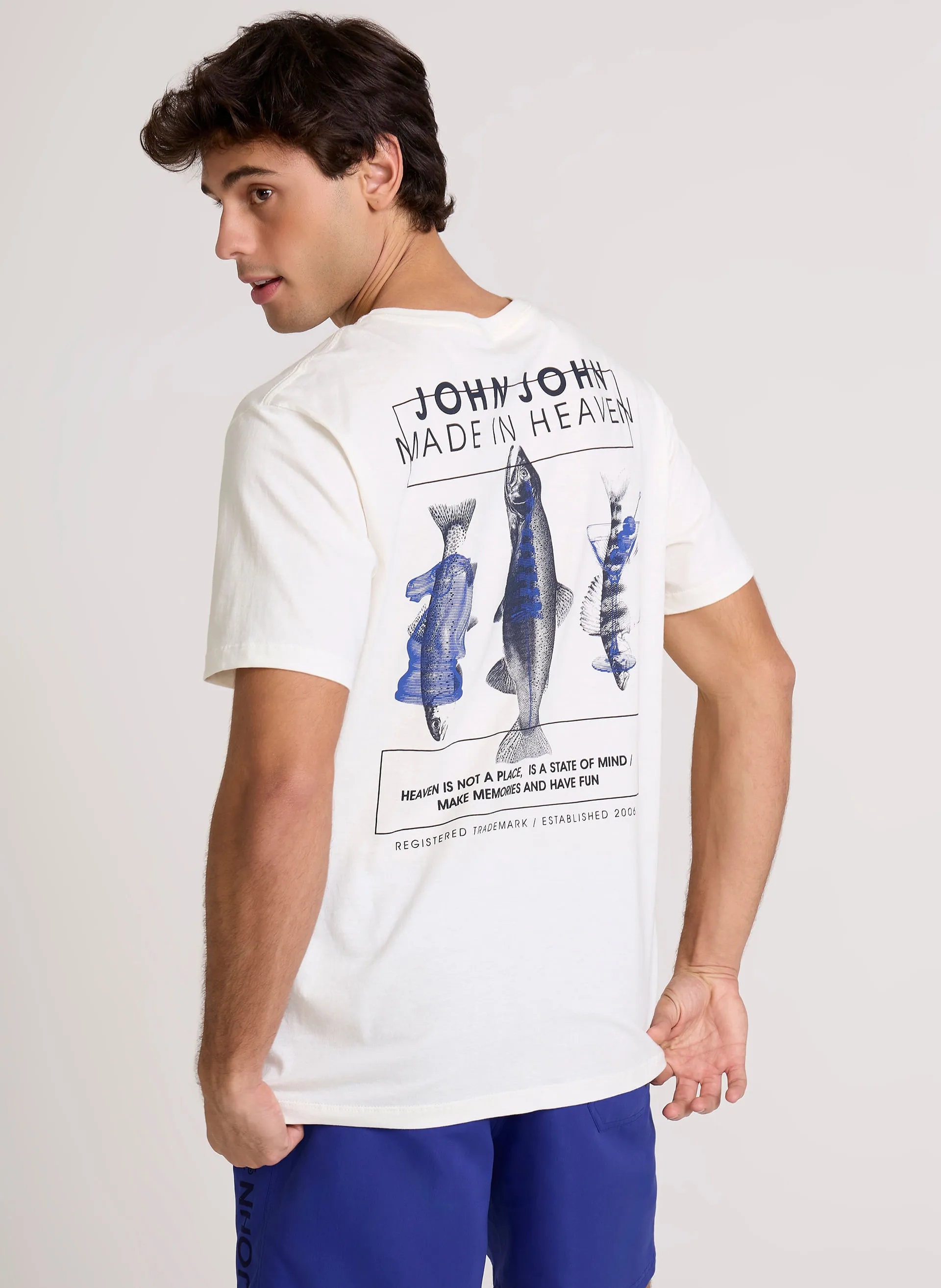 Camiseta Regular Fit 3 Fishes John John Masculina