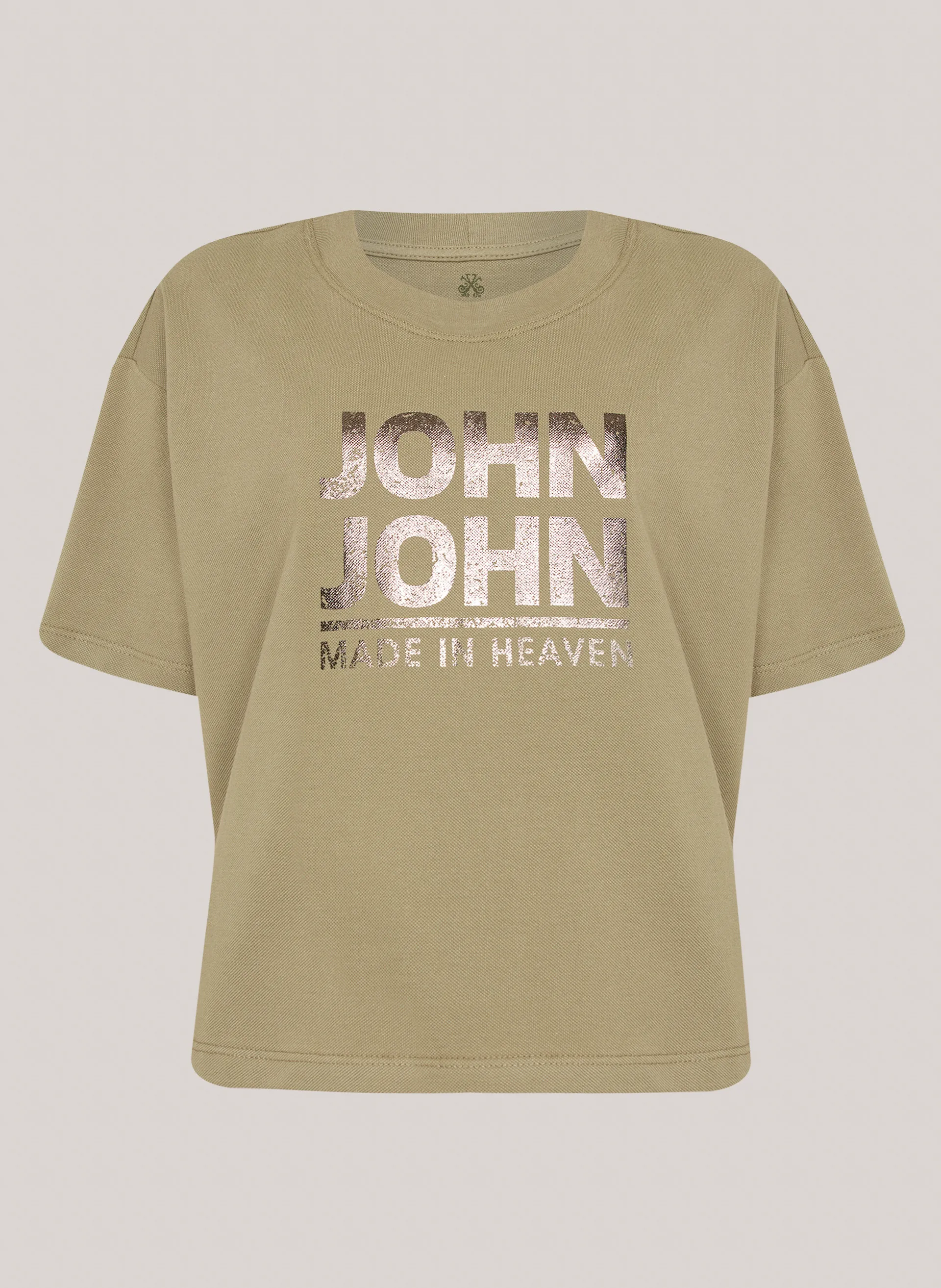 Camiseta Ampla Line Caqui John John Feminina