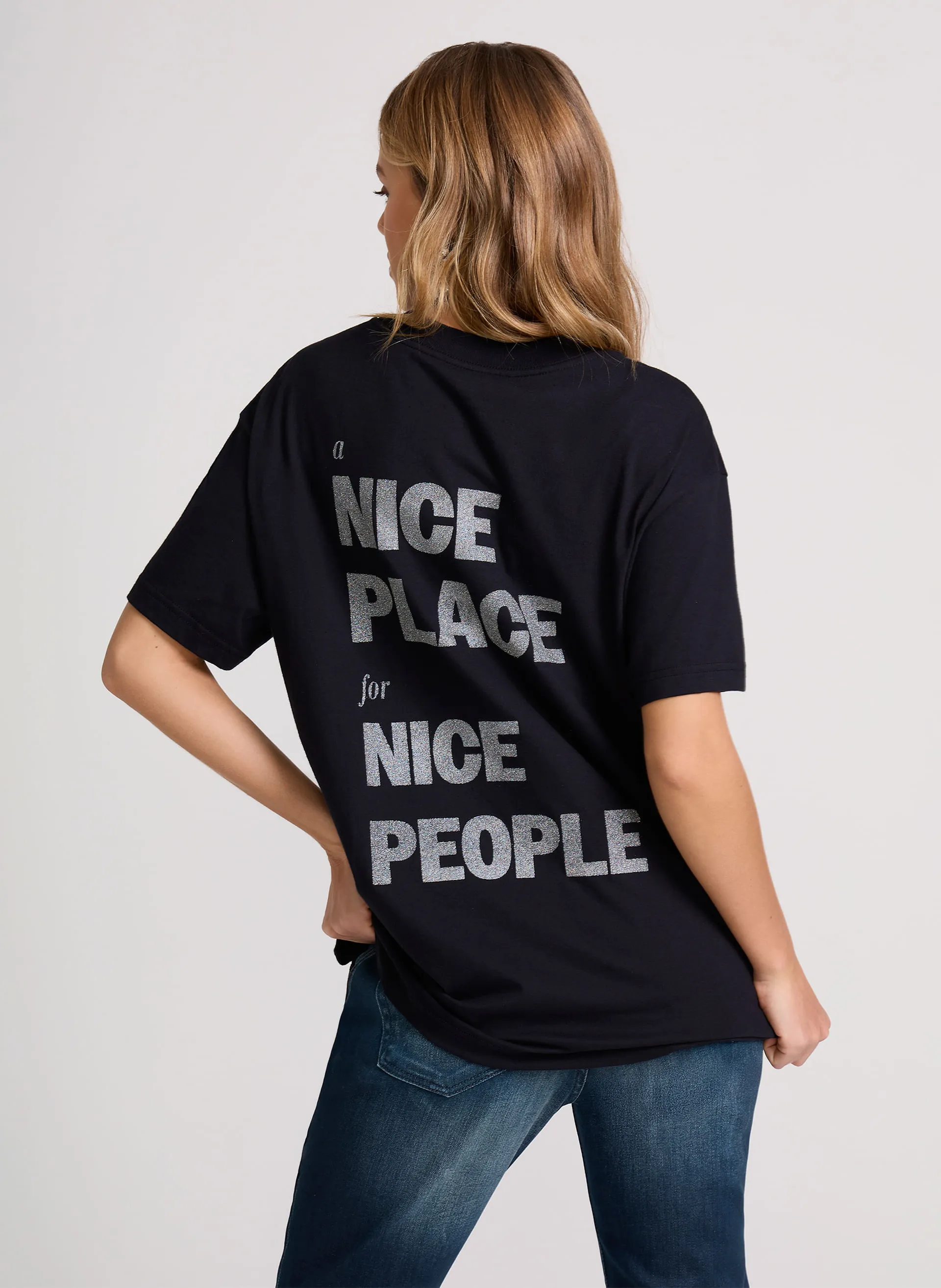 Camiseta Oversized Nice Place Black John John Feminina