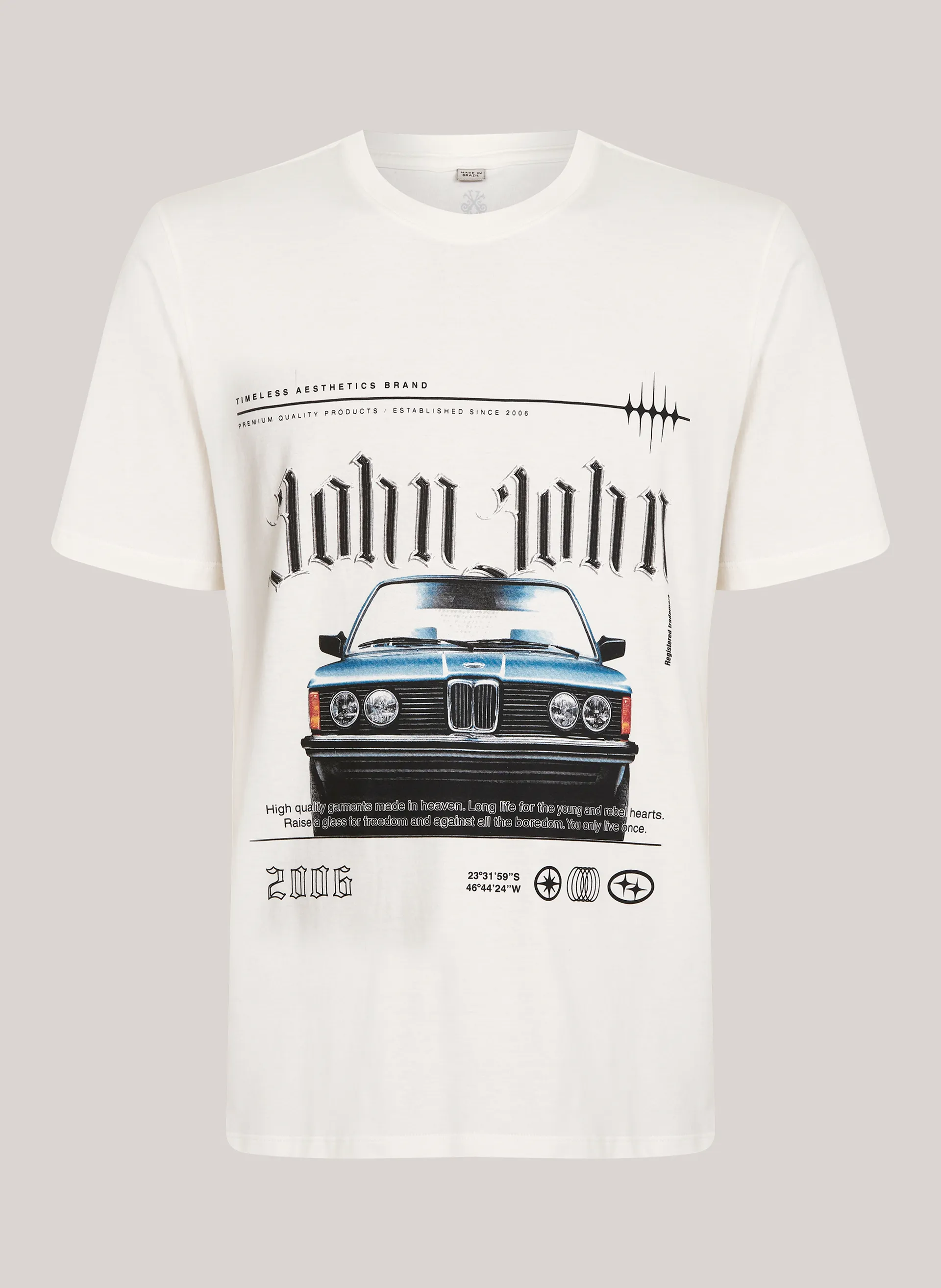 Camiseta Relaxed Fit 80's Car White John John Masculina