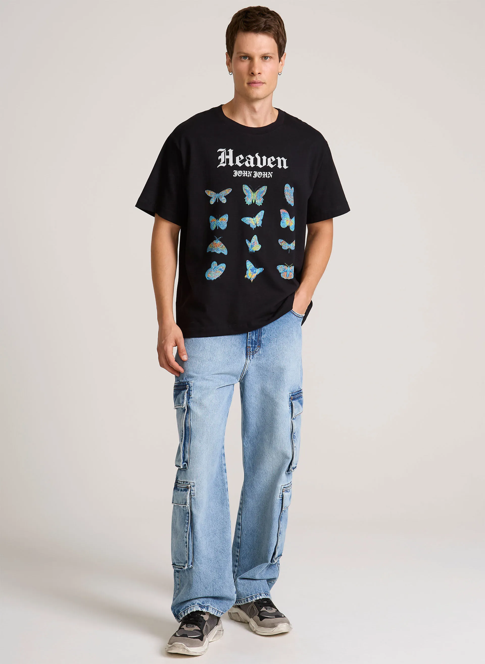 Calça Jeans Wide Leg Cargo Springdale John John Masculina