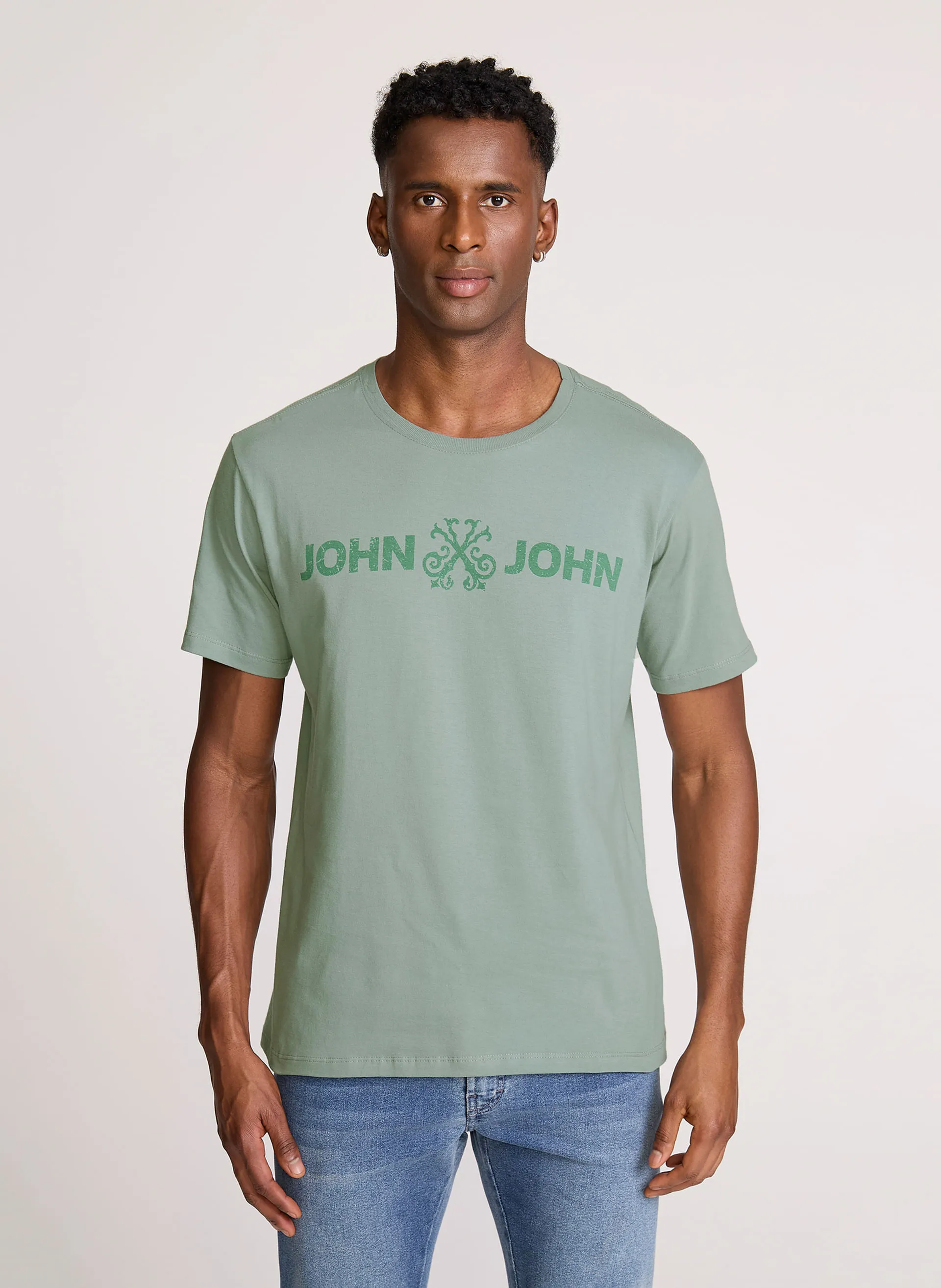 Camiseta Regular Fit Basic Verde John John Masculina