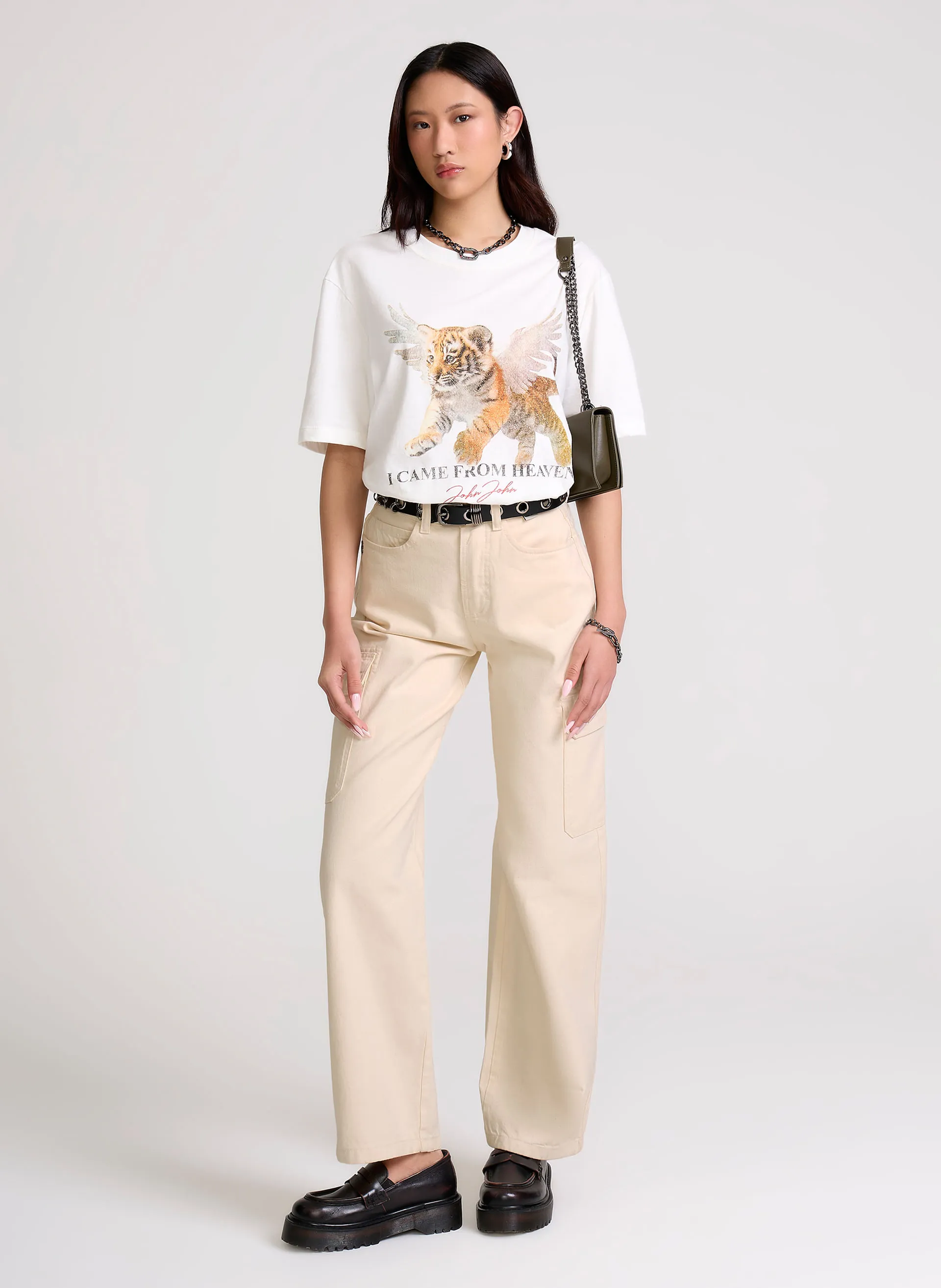 Calça Relaxed Fit Cargo Ivory John John Feminina