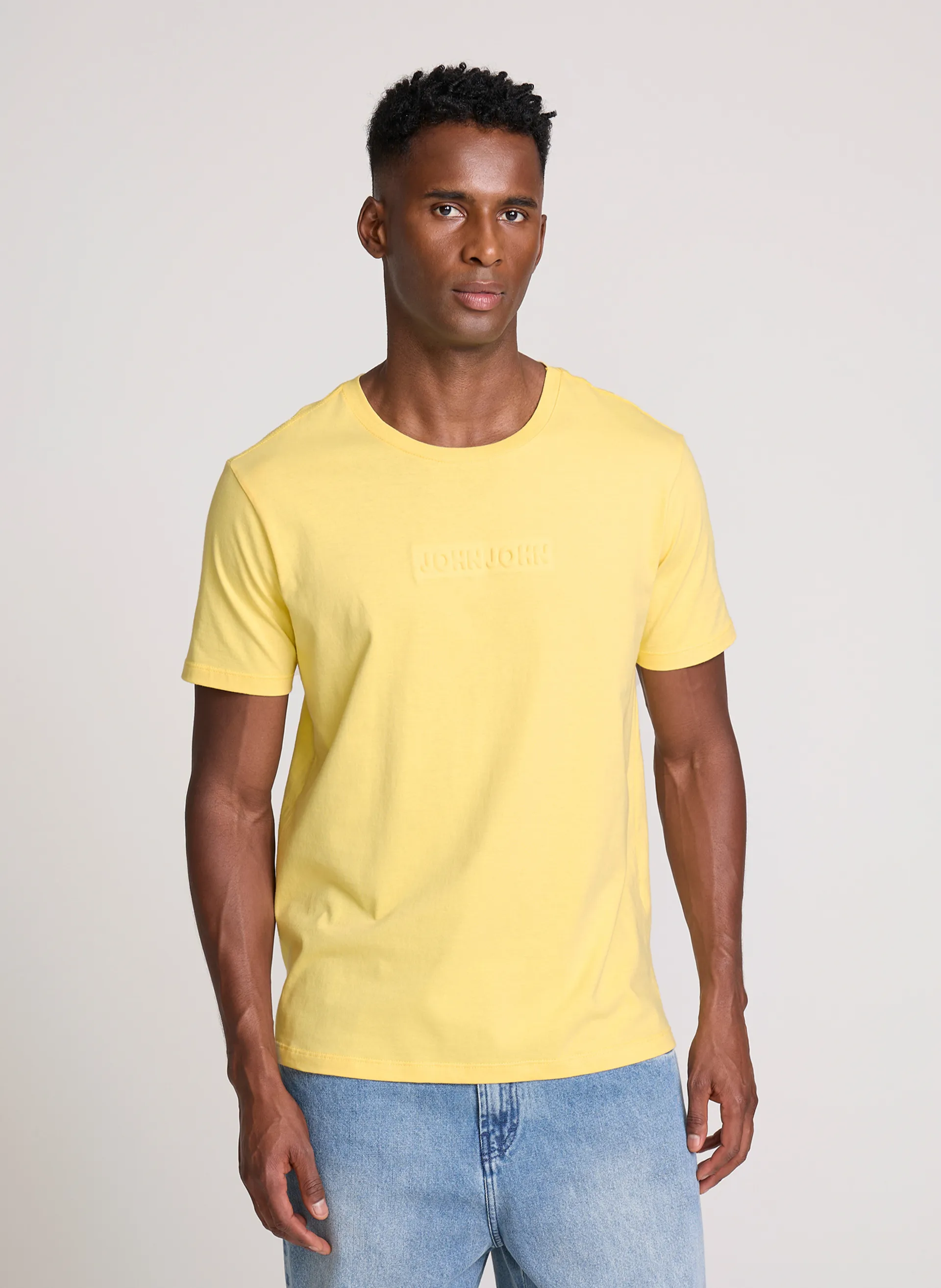 Camiseta Regular Fit Embossed Amarelo John John Masculina