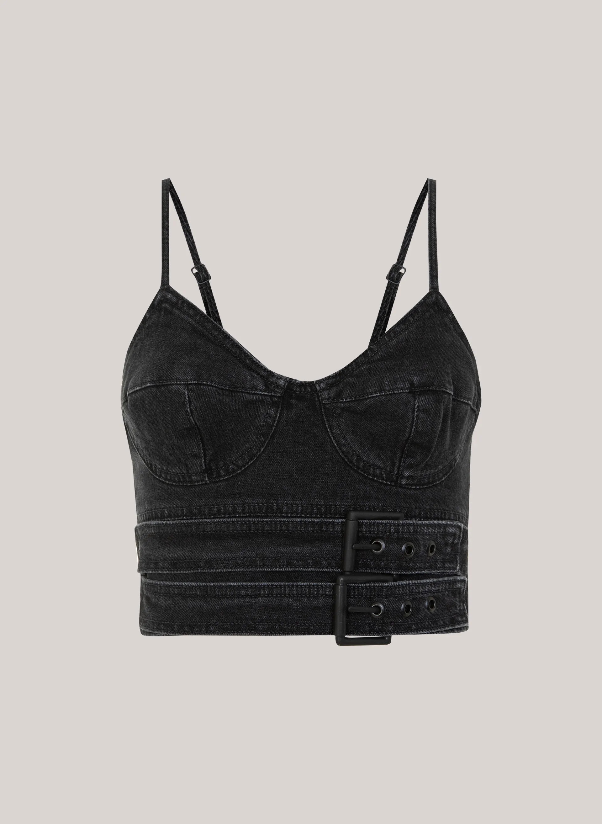 Top Jeans Justo Black Fivelas John John Feminino