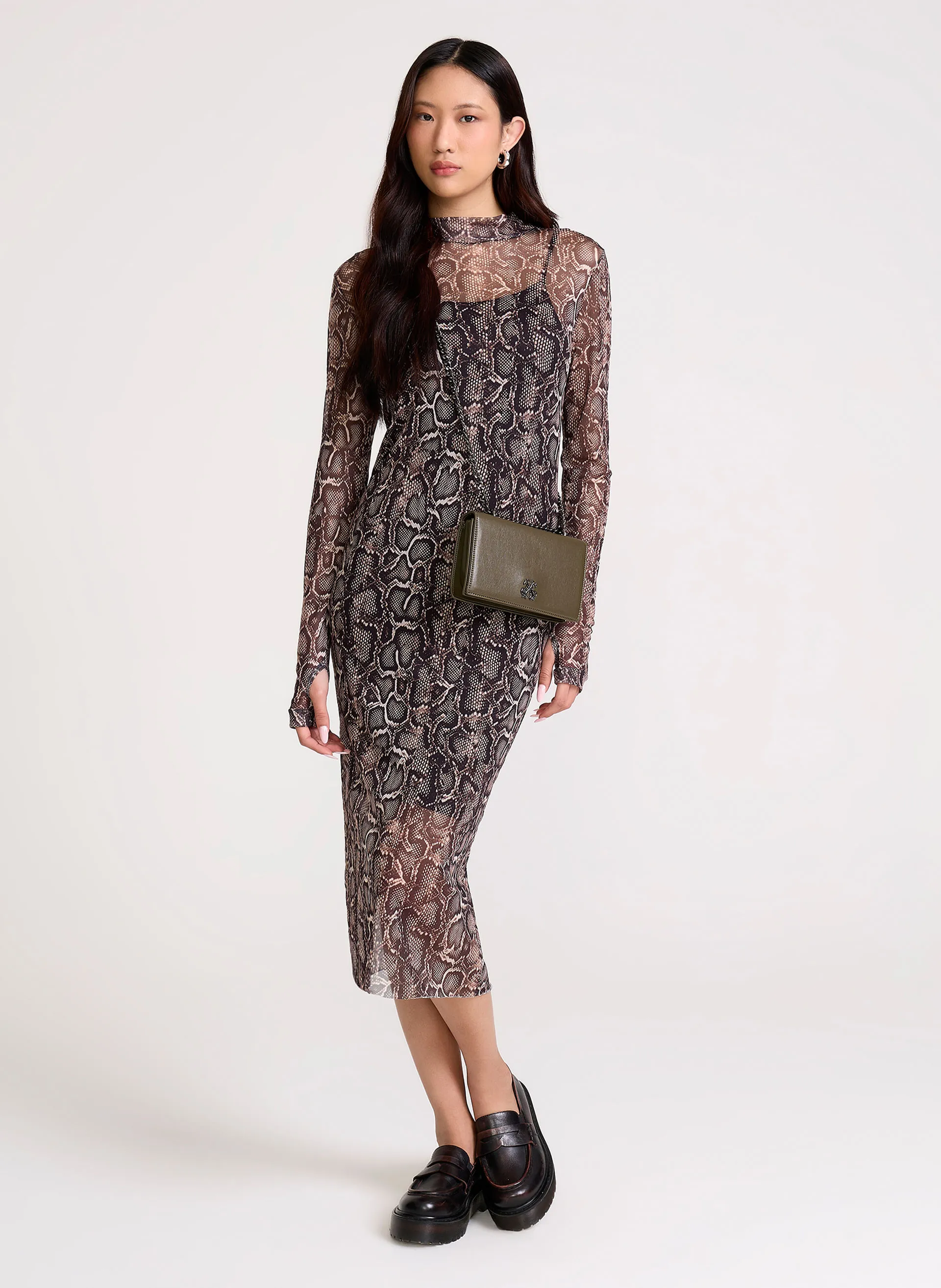 Vestido Justo Snake Black John John Feminino