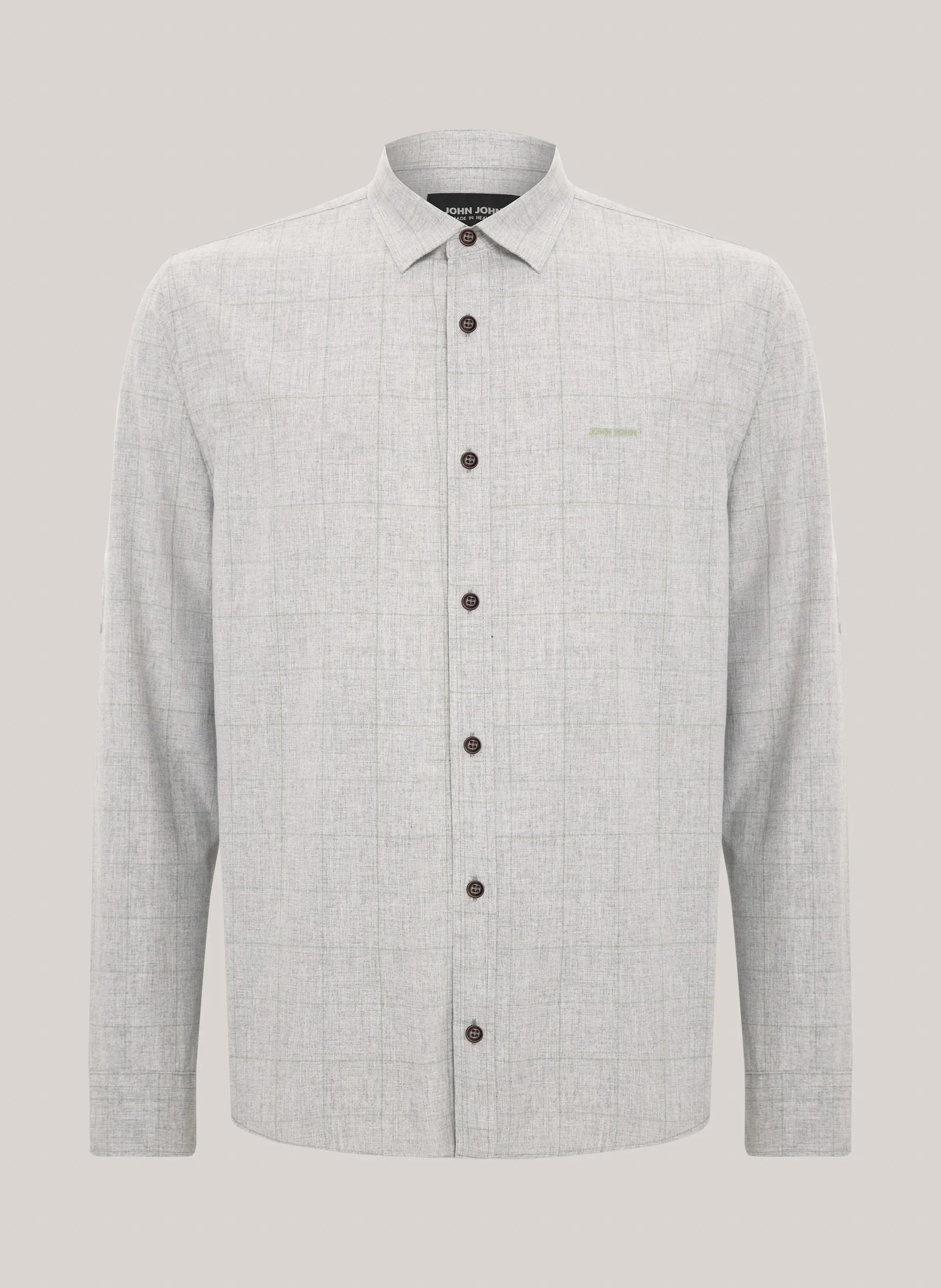 Camisa Regular Fit Checked Grey John John Masculina