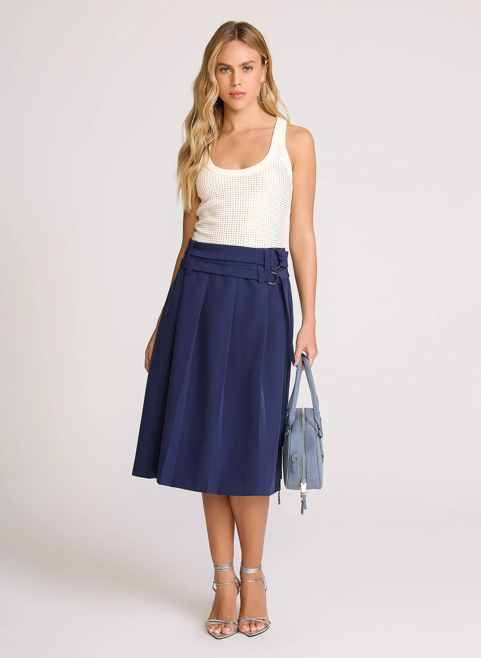 Saia Evasê Belts Midi John John Feminina