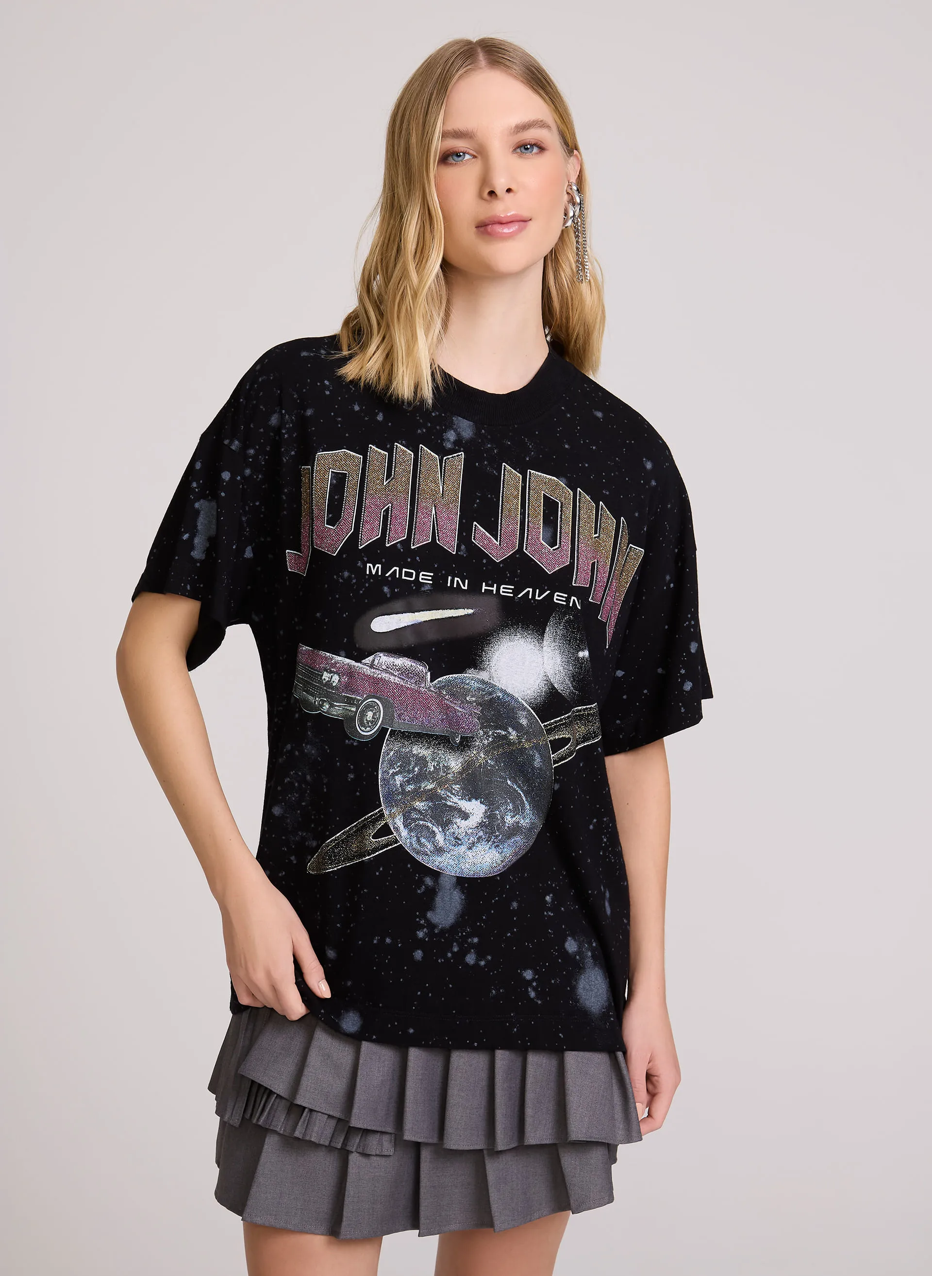 Camiseta Ampla Space Car John John Feminina