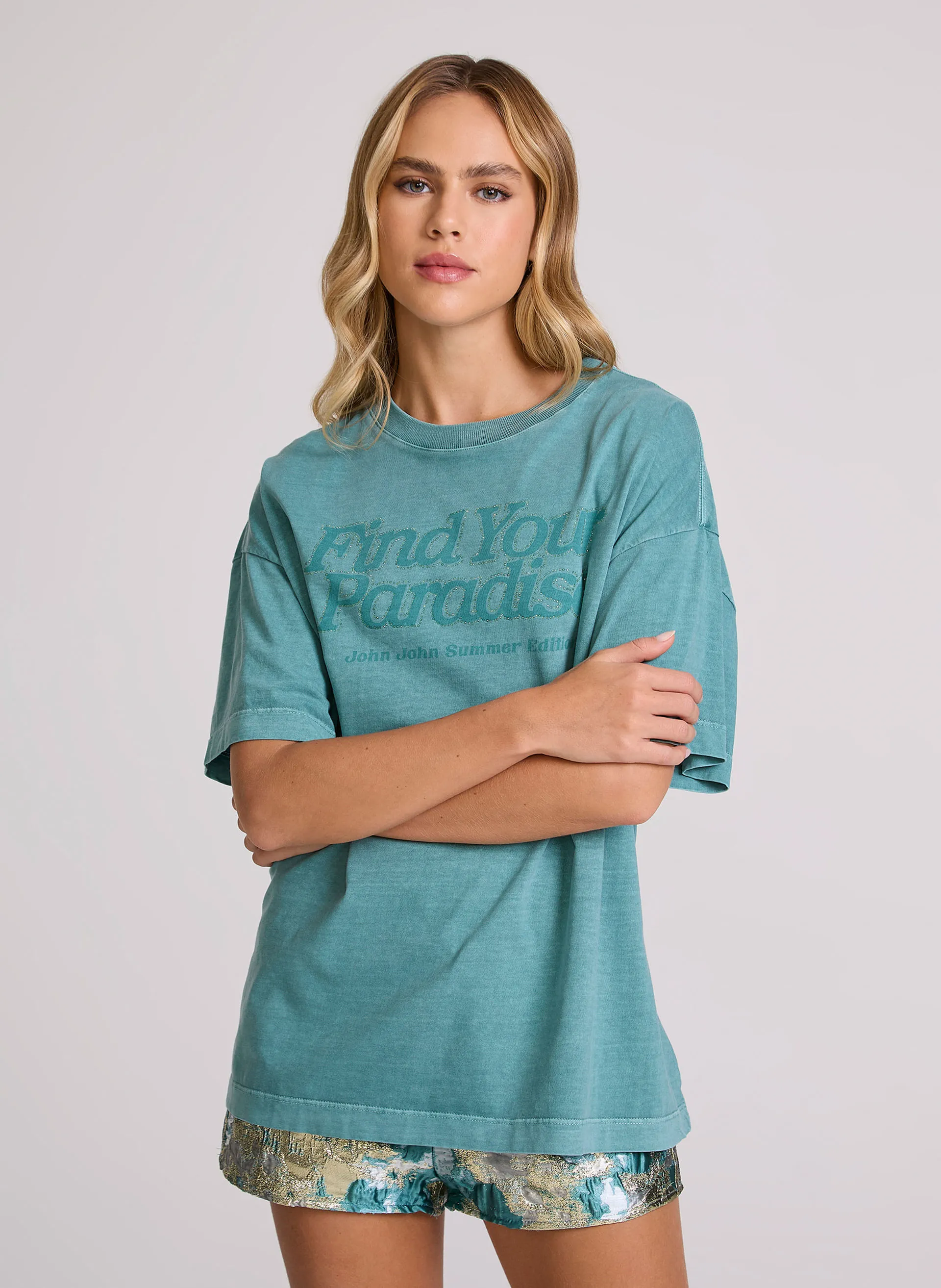 Camiseta Reta Washed Bright Verde John John Feminina