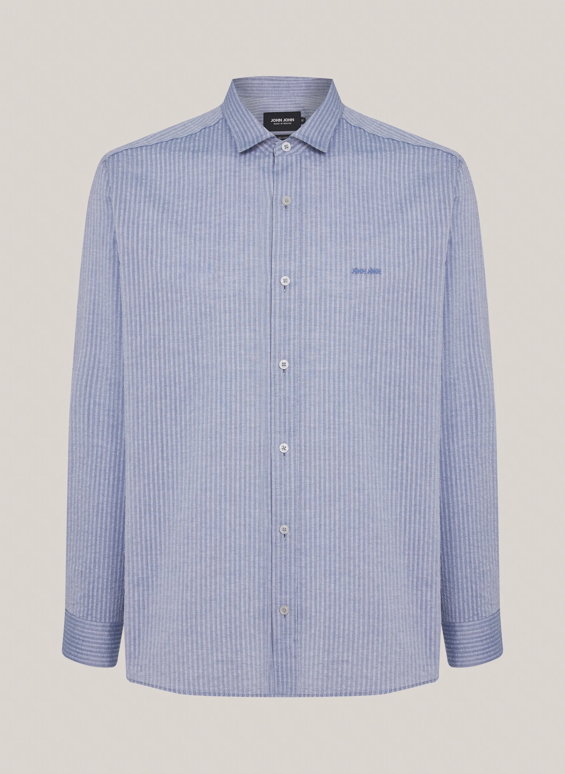 Camisa Relaxed Fit Texture Blue John John Masculina