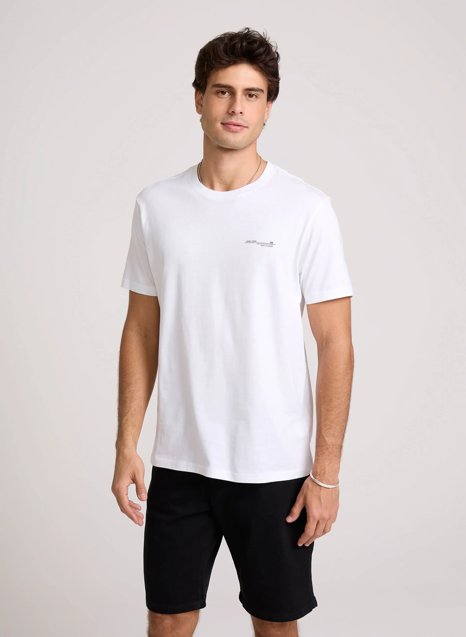 Camiseta Regular Fit Timeless Brand White John John Masculina