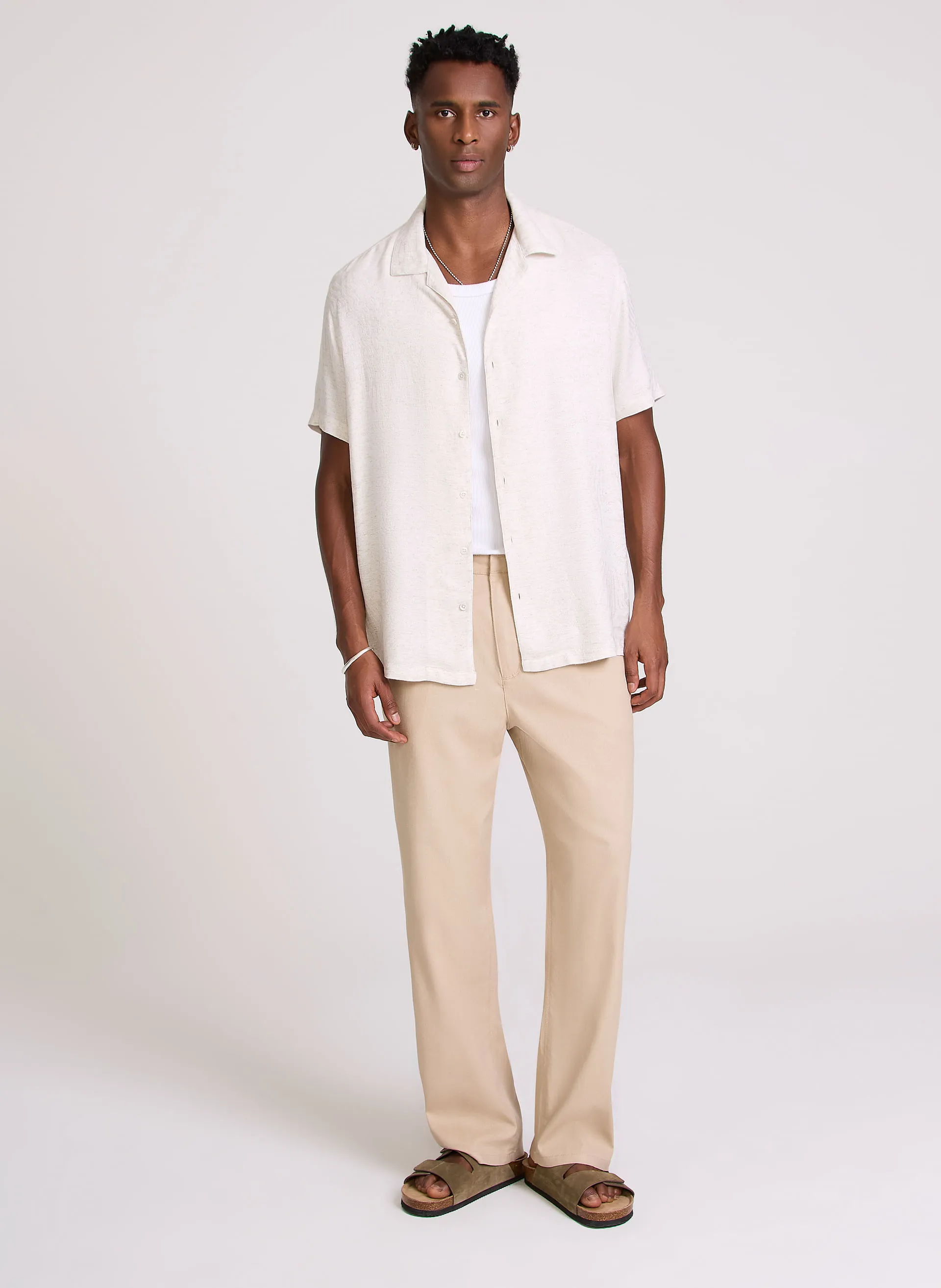 Calça Reta Linen Natural John John Masculina