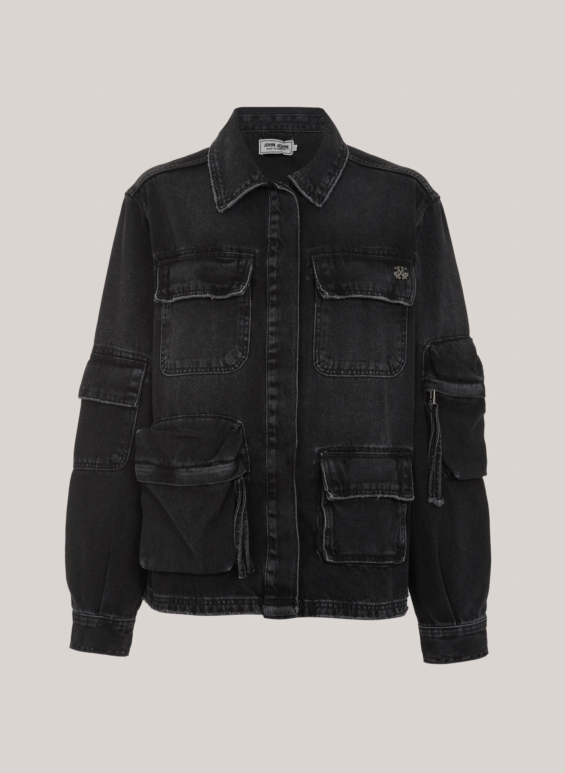 Jaqueta Jeans Overshirt Cargo Houston John John Feminina