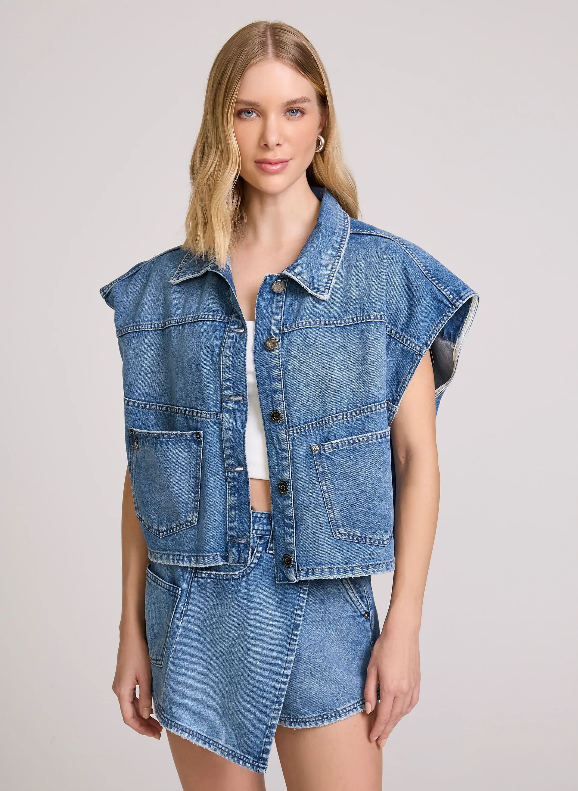 Colete Jeans Amplo Merida John John Feminino