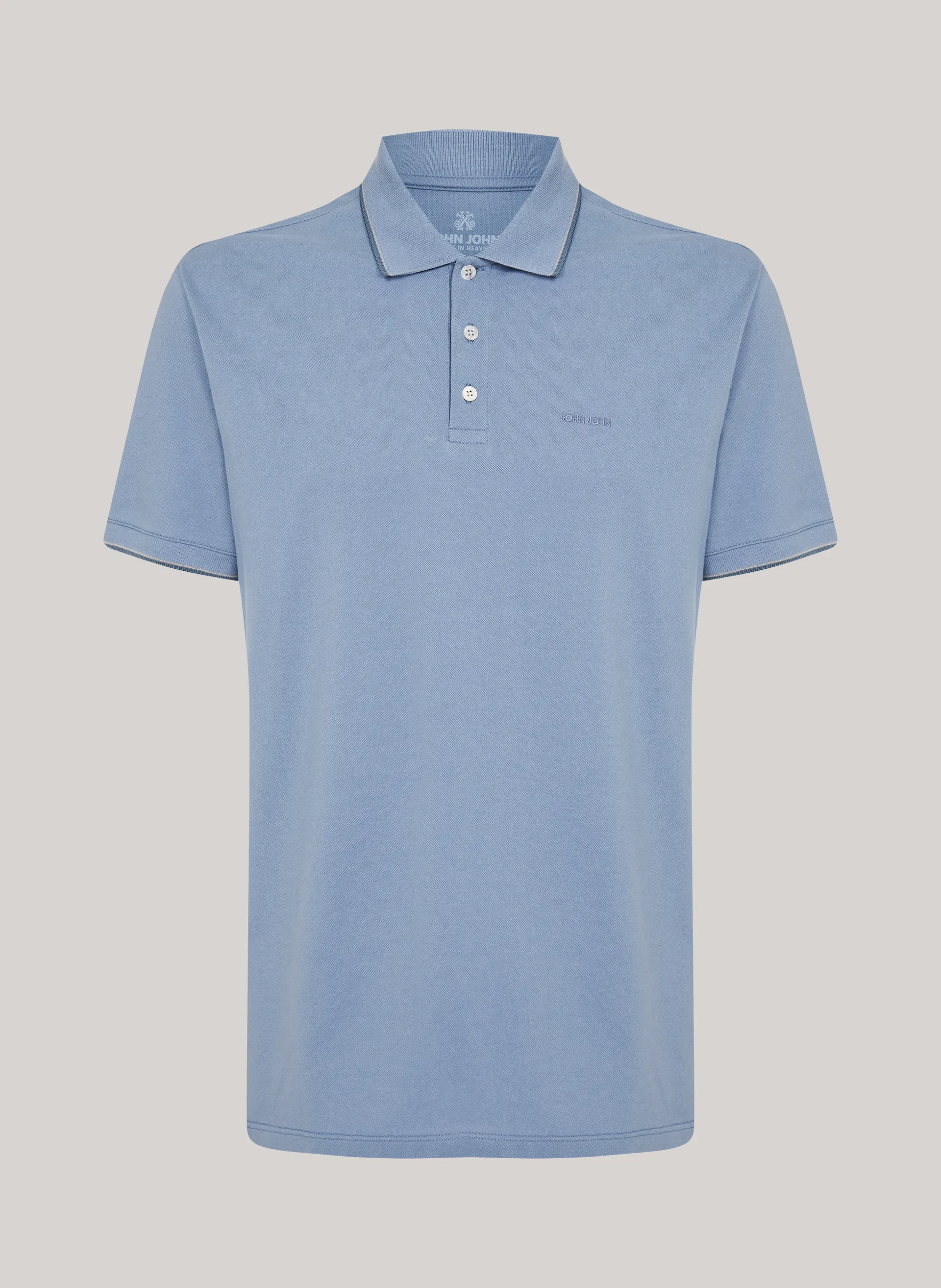Polo Regular Fit 2 Lines Azul Claro John John Masculina