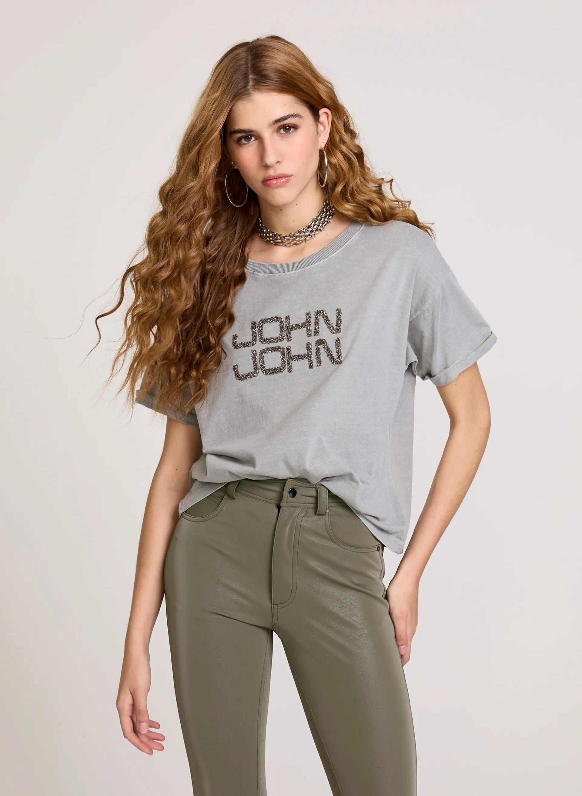 Camiseta Justa JJ Bright Cinza John John Feminina