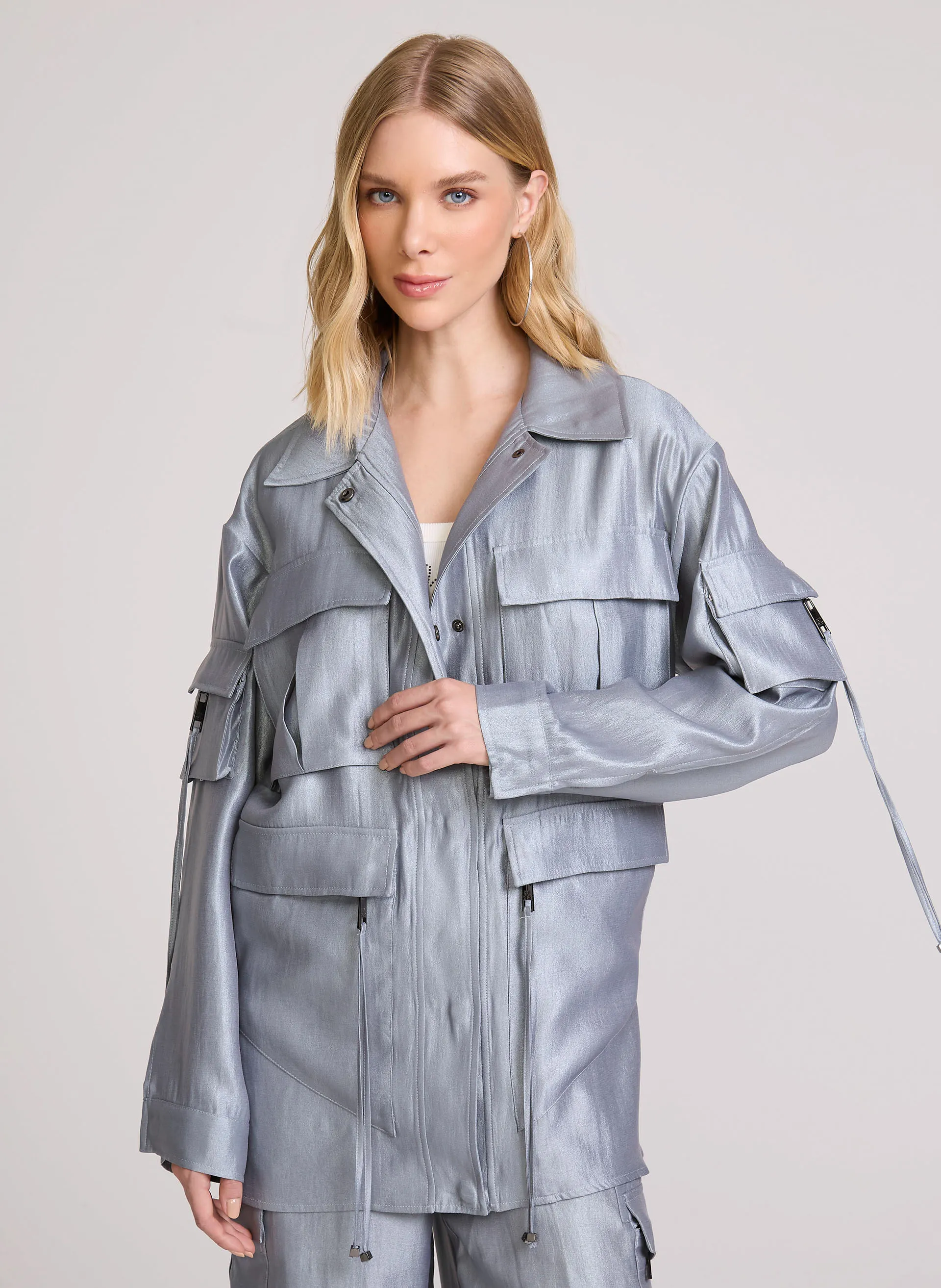 Parka Ampla Metal Bright John John Feminina