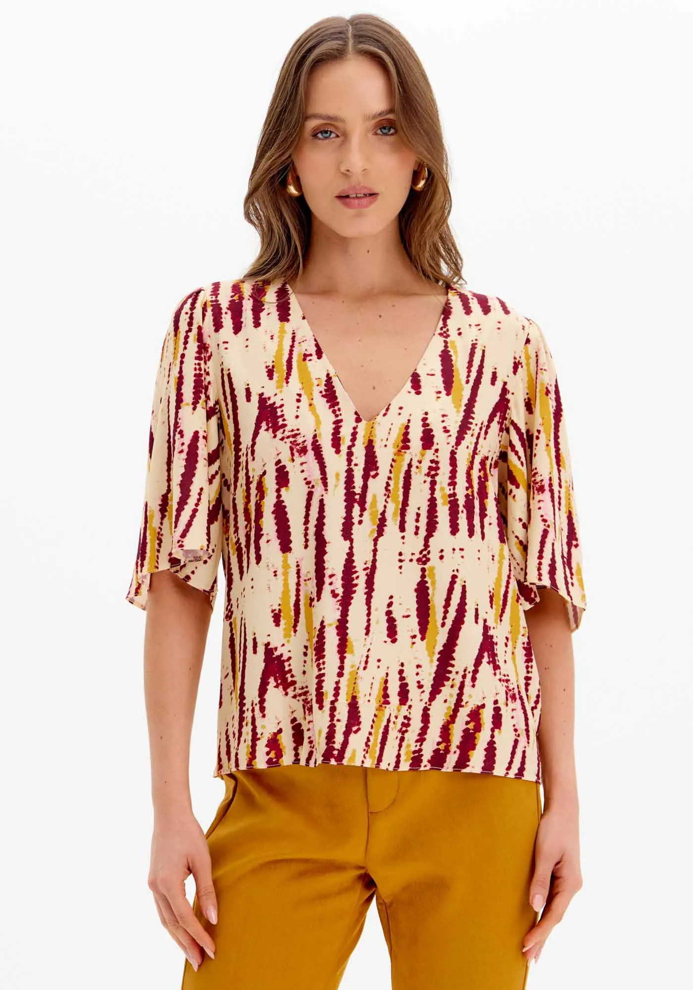 Blusa Decote V Estampada