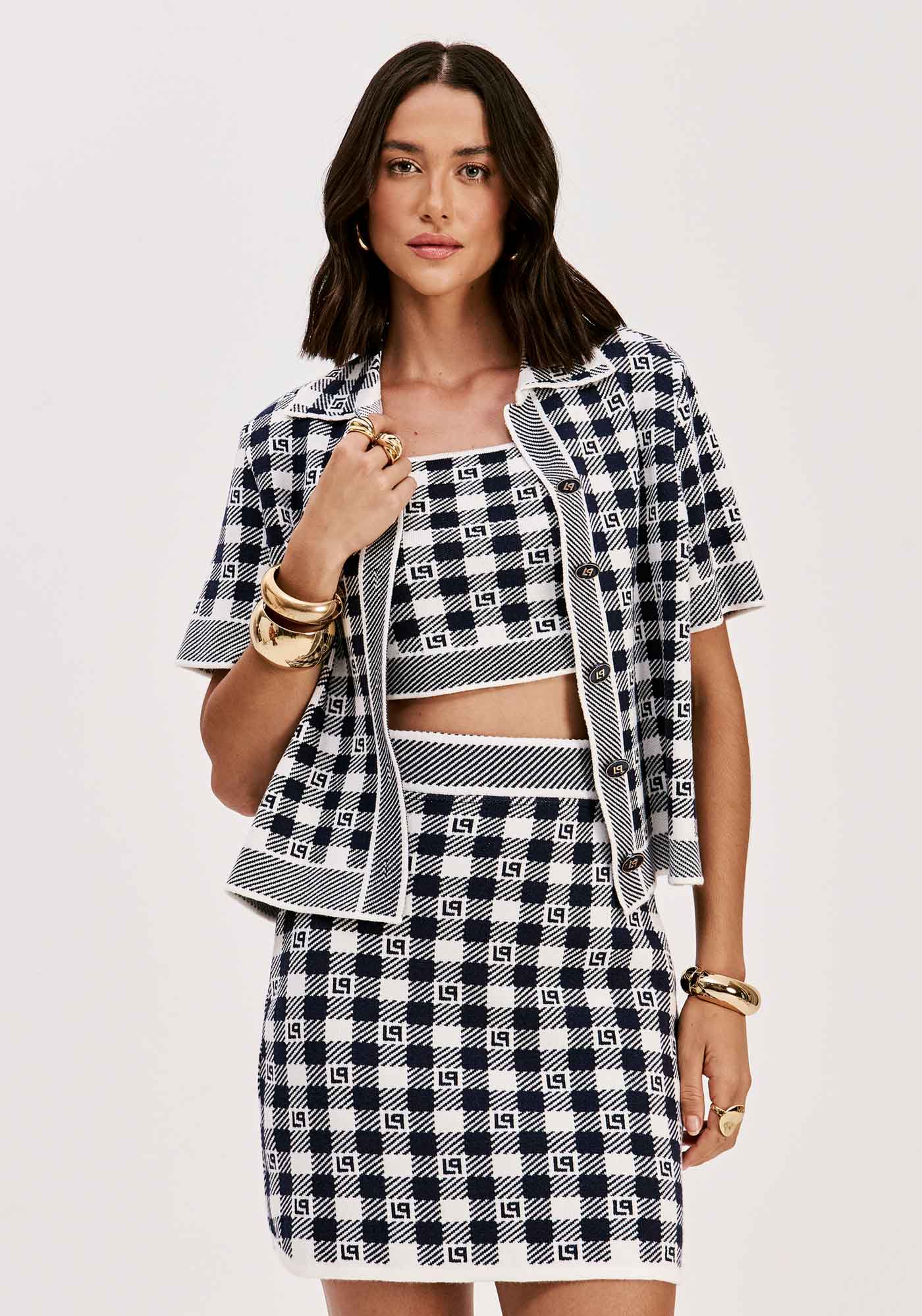 Camisa Tricô Manga Curta Com Botões