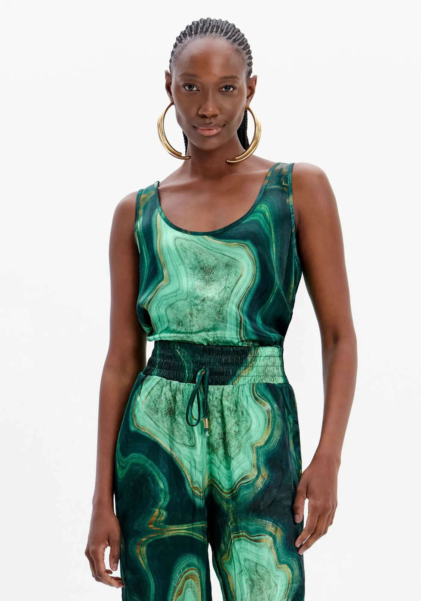 Blusa Regata Estampada Com Decote Redondo