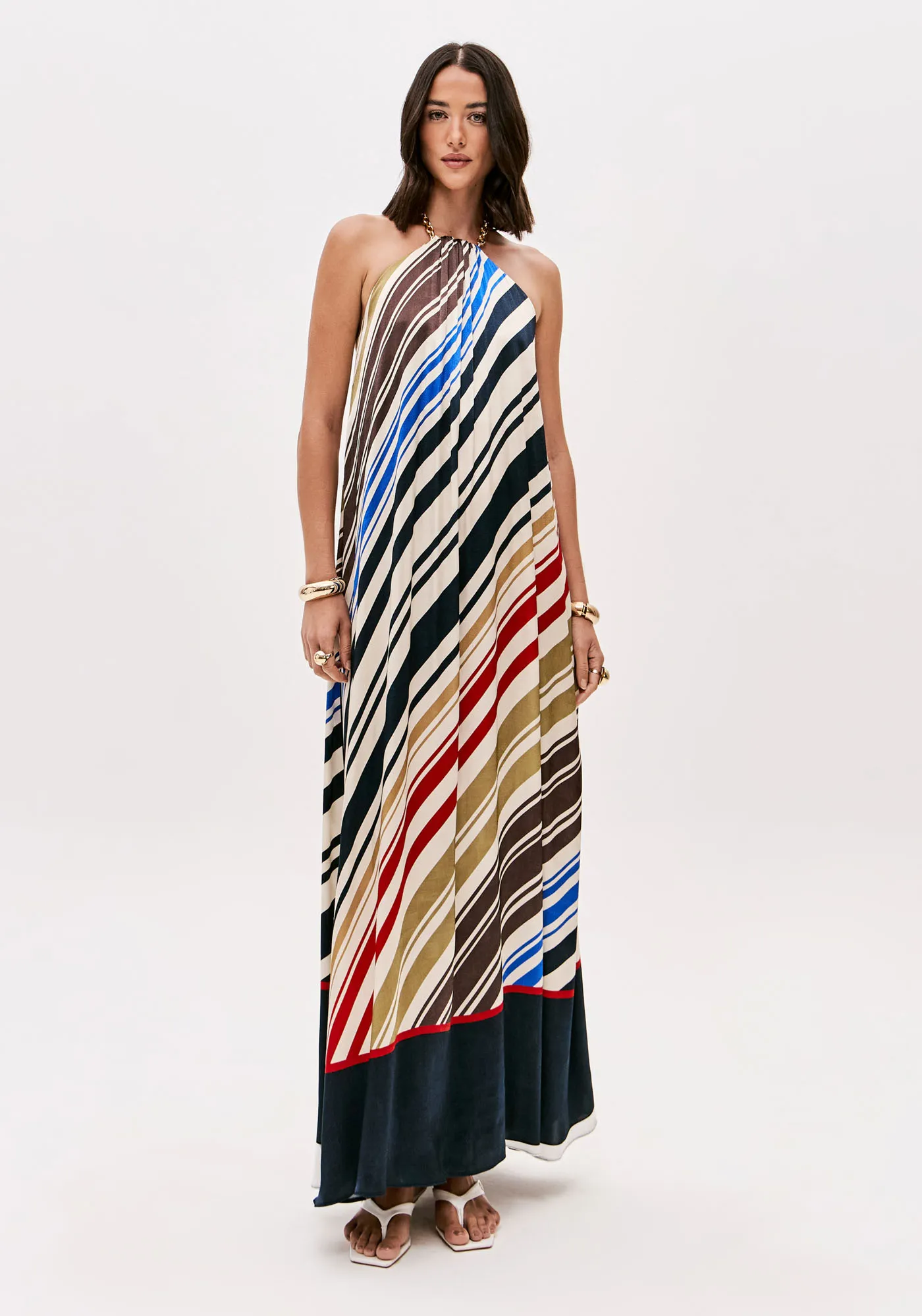 Vestido Super Midi Estampado Frente Única